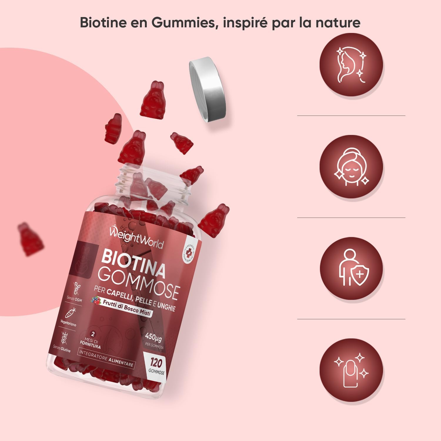 Biotin Gummies, 120 Gums with Natural Mixed Berry Flavour - According to EFSA, biotin contributes to the maintenance of normal hair - Complex with 13 Multivitamins and Minerals - Image 7