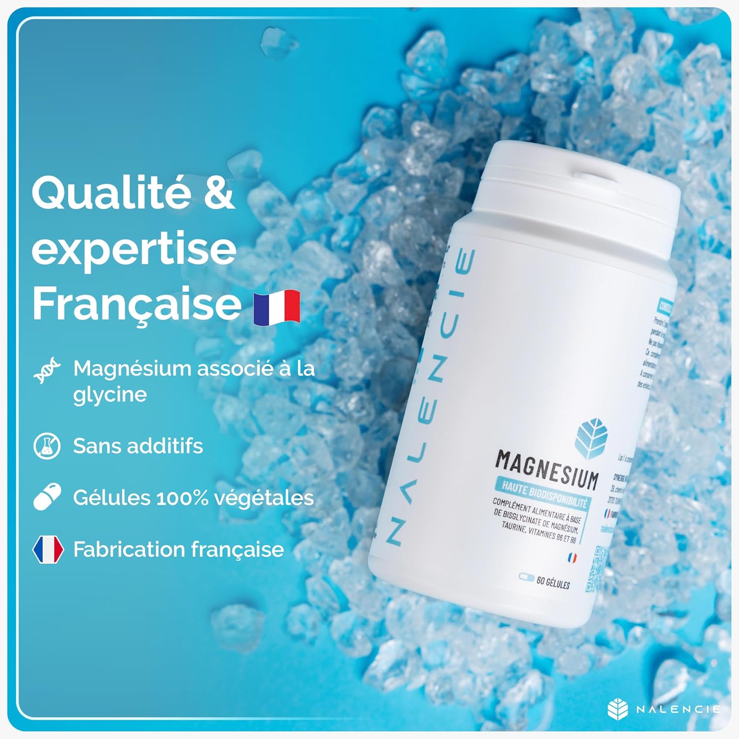 Magnesium Bisglycinate + Vitamin B6/B9 & Taurine - High Content - 60 Vegan Capsules - 1 Month - Sleep, Fatigue and Stress - Superior Absorption & High Assimilation - Made in France - Image 6