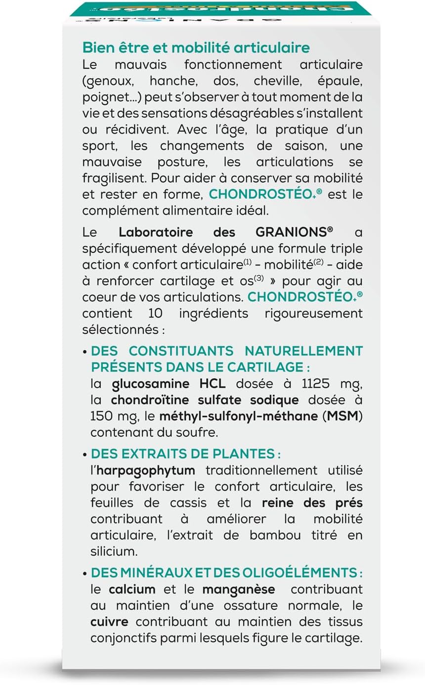 GRANIONS - Chondrosteo + Joints - Harpagophytum - Glucosamine Chondroitin - MSM - Bamboo - 90 units - 1 Month - Image 3