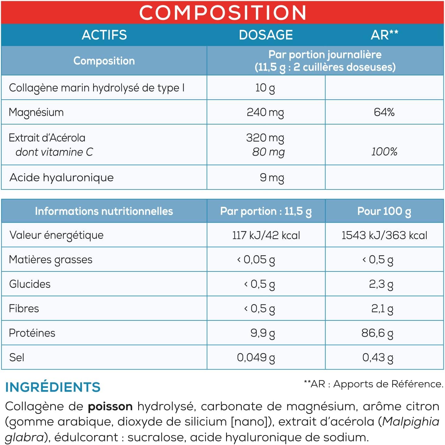 GRANIONS - Marine Collagen Powder - MUSCLE RECONTRACTANT - Collagen and Hyaluronic Acid + Magnesium + Vitamin C - Joints, Tendons, Ligaments, Muscle - 300 g Pot of Marine Collagen - Image 6