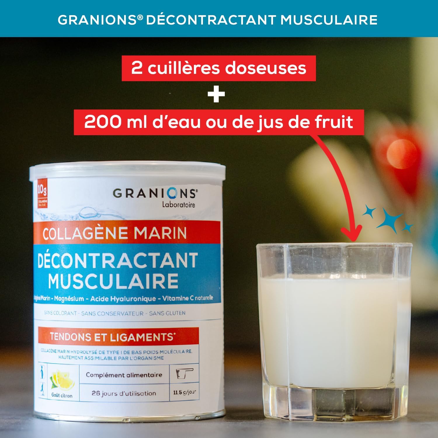 GRANIONS - Marine Collagen Powder - MUSCLE RECONTRACTANT - Collagen and Hyaluronic Acid + Magnesium + Vitamin C - Joints, Tendons, Ligaments, Muscle - 300 g Pot of Marine Collagen - Image 8