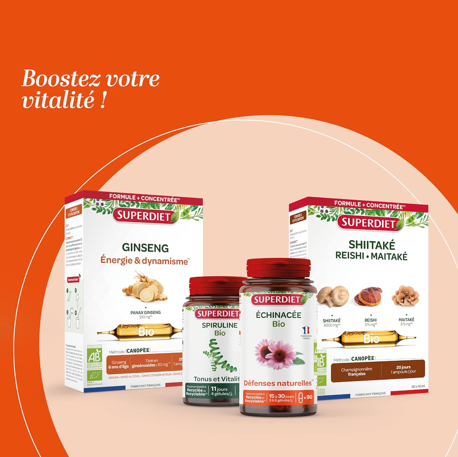 SUPERDIET - ORGANIC SPIRULINA - Tone and Vitality - Sports Recovery -Phytotherapy - Made in France - 45 capsules - Image 7