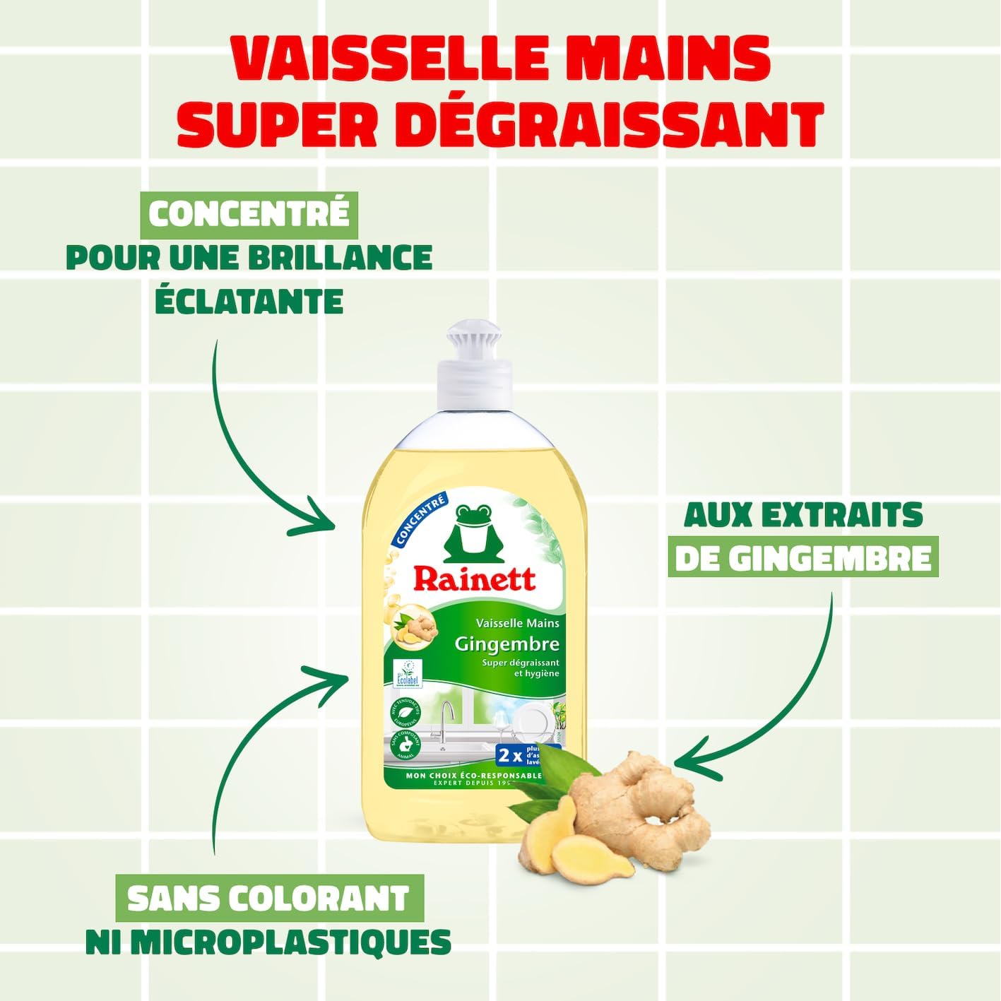 RAINETT - Ginger Hand Wash Liquid - Concentrated Super-Degreasing Formula - Dermatologically Tested - Recycled & Recyclable Bottle - Ecolabel - Compact Size - 500 ml - Image 3