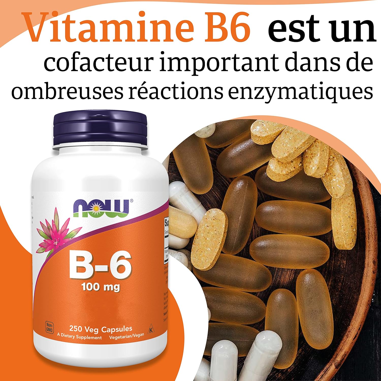 Now Foods, Vitamin B6 (Pyridoxine), 100mg, 250 Vegan, Lab Tested, Gluten Free, Soy Free, Vegetarian, Non-GMO - Image 4