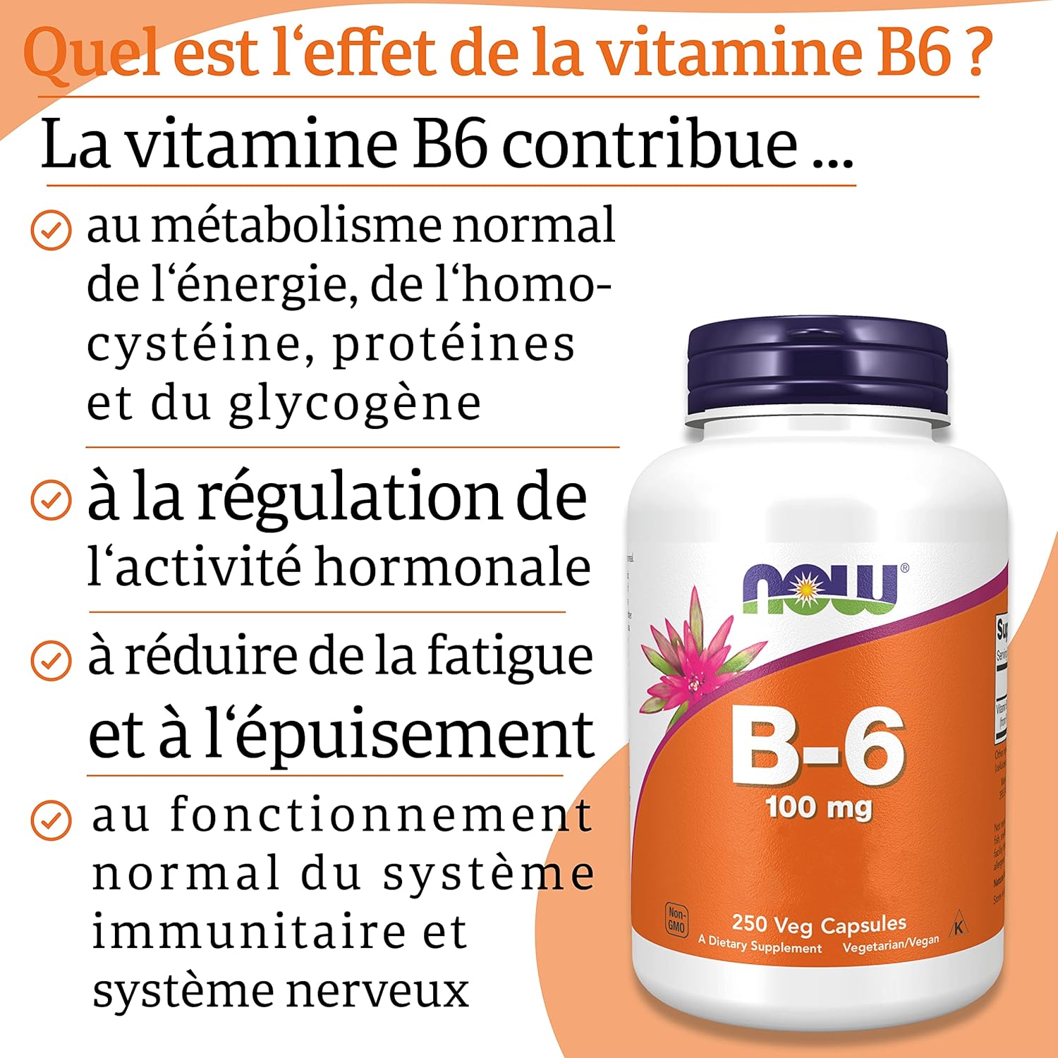 Now Foods, Vitamin B6 (Pyridoxine), 100mg, 250 Vegan, Lab Tested, Gluten Free, Soy Free, Vegetarian, Non-GMO - Image 5
