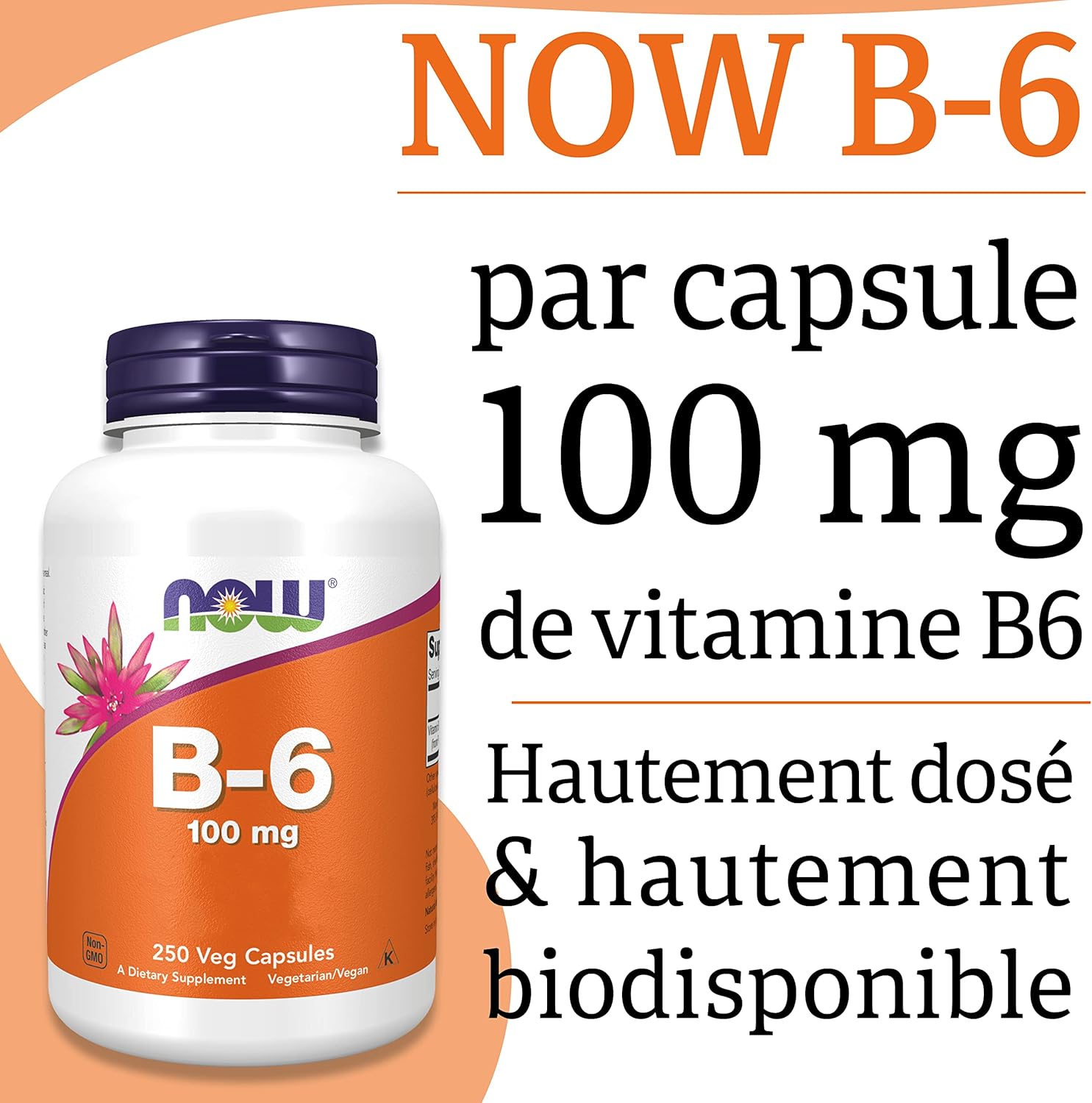 Now Foods, Vitamin B6 (Pyridoxine), 100mg, 250 Vegan, Lab Tested, Gluten Free, Soy Free, Vegetarian, Non-GMO - Image 6