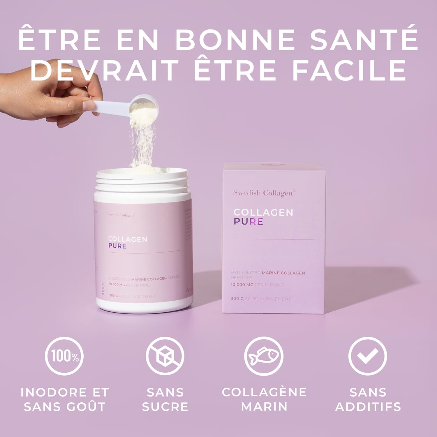 Swedish Collagen Pure 10000mg Marine Collagen Powder 300g 30 Days Types 1 & 3 Peptides Hair Skin Nails Joints Sugar Free for Men and Women - Image 7