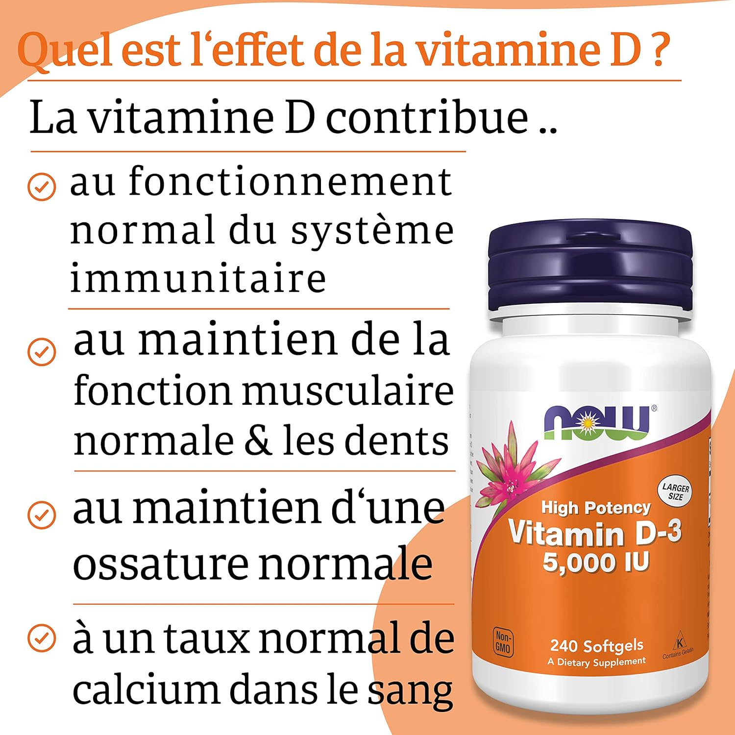 Now Foods, Vitamin D3 Depot, 5.000IU, Cholecalciferol, High Dosed, 1 Capsule Every 5 Days, 240 Soft Capsules, Laboratory Tested, Soy Free, Gluten Free, Non-GMO - Image 5
