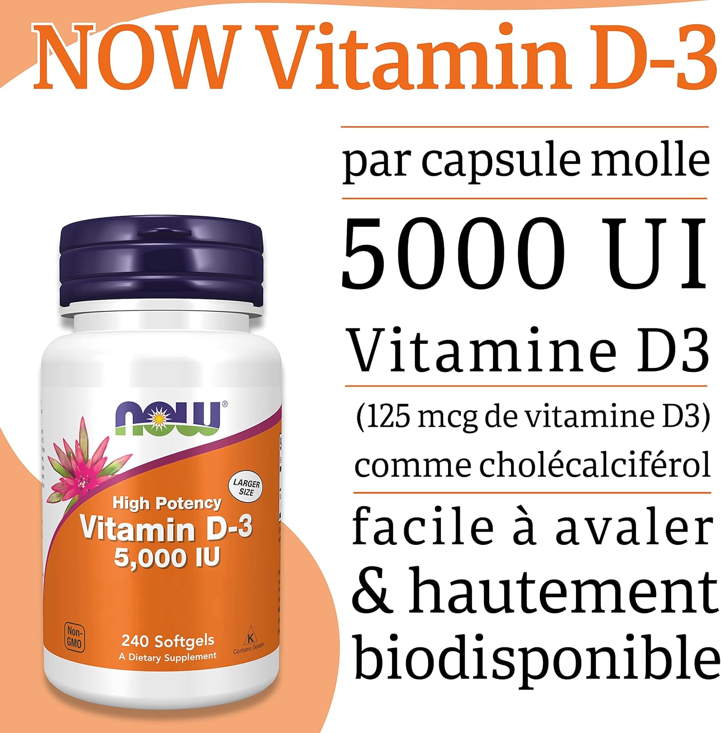 Now Foods, Vitamin D3 Depot, 5.000IU, Cholecalciferol, High Dosed, 1 Capsule Every 5 Days, 240 Soft Capsules, Laboratory Tested, Soy Free, Gluten Free, Non-GMO - Image 6