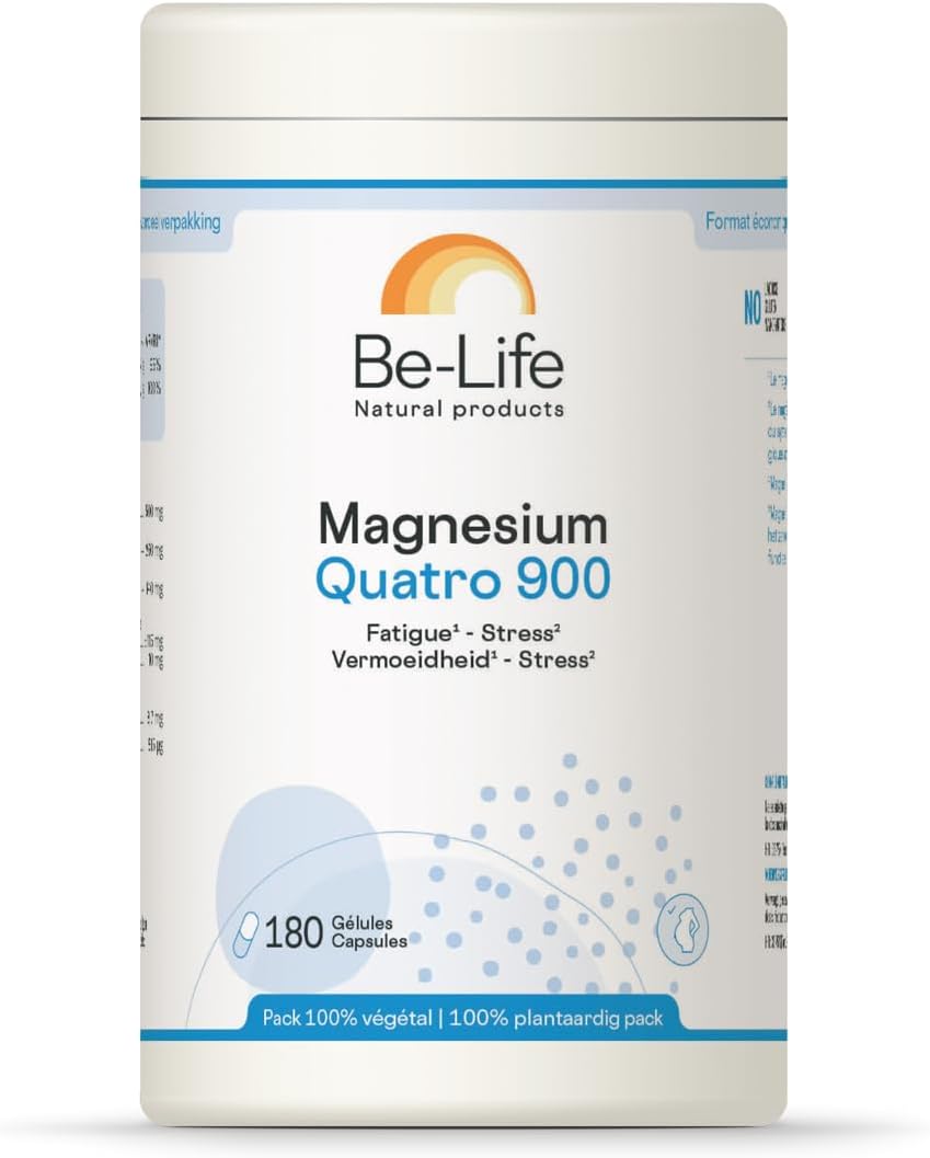 BE-LIFE | MAGNESIUM QUATRO 900 | Dietary Supplement | Fatigue & Stress | Normal Nervous System Function | Vitamin B6 | 180 Capsules - Image 2