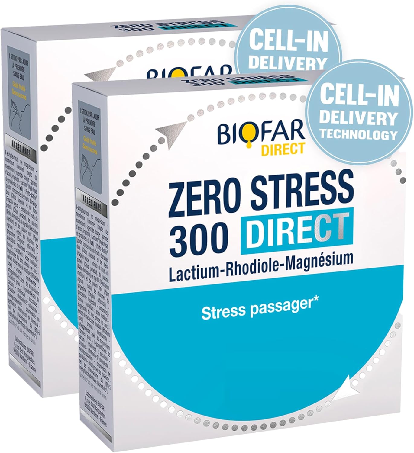 BIOFAR - ZERO STRESS 300 DIRECT – Food Supplement - Passenger Stress & Fatigue - Fruity Taste - Lactium, Rhodiole, Magnesium - Pack of 2 - 2x14 Orodispersible Sticks (No Water) - Image 2