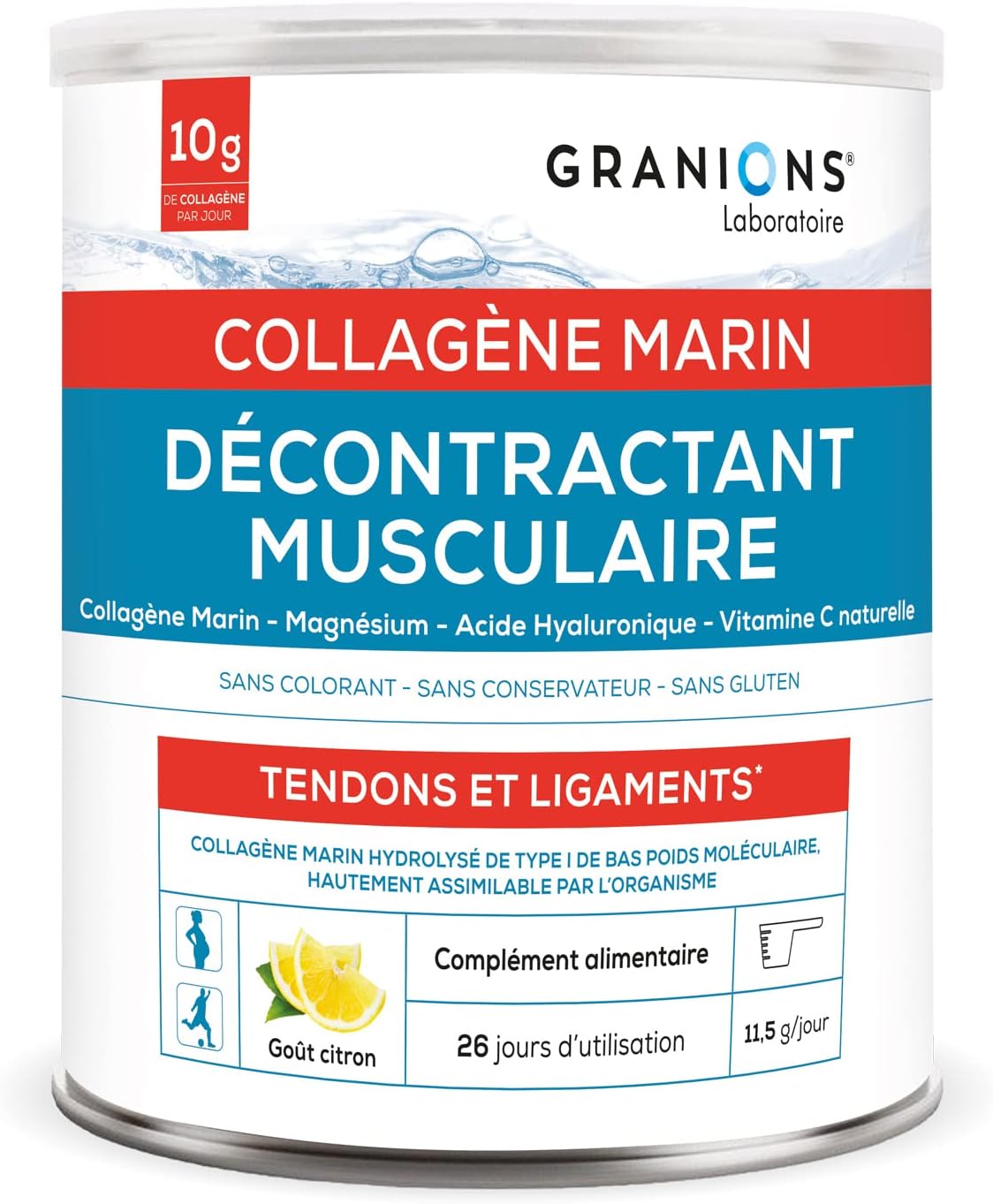 GRANIONS - Marine Collagen Powder - MUSCLE RECONTRACTANT - Collagen and Hyaluronic Acid + Magnesium + Vitamin C - Joints, Tendons, Ligaments, Muscle - 300 g Pot of Marine Collagen - Image 2