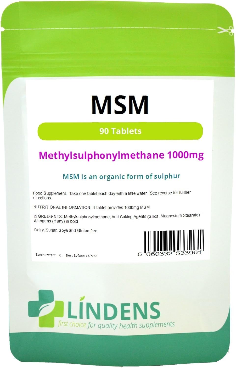 MSM (Methyl-Sulfonyl-Methane) 1000mg, 90 Tablets, Mixed Health & Mobility - Image 2