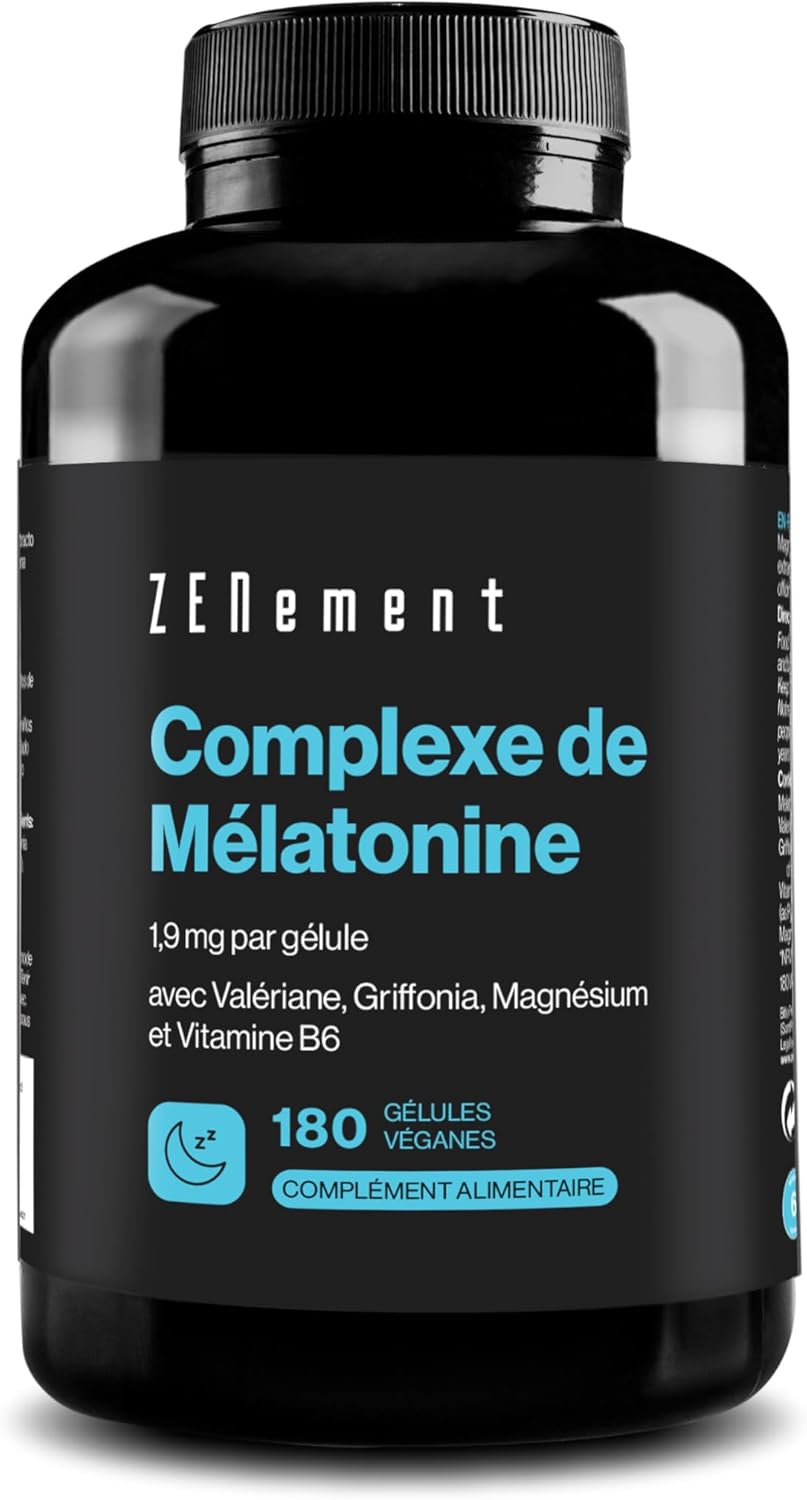 Melatonin Complex 1.9 mg – With Griffonia (20 mg 5‑HTP), Valerian, Magnesium & Vitamin B6 – Contributes to Sleep and Reduce Fatigue – 180 Vegan Capsules – Zenement - Image 2