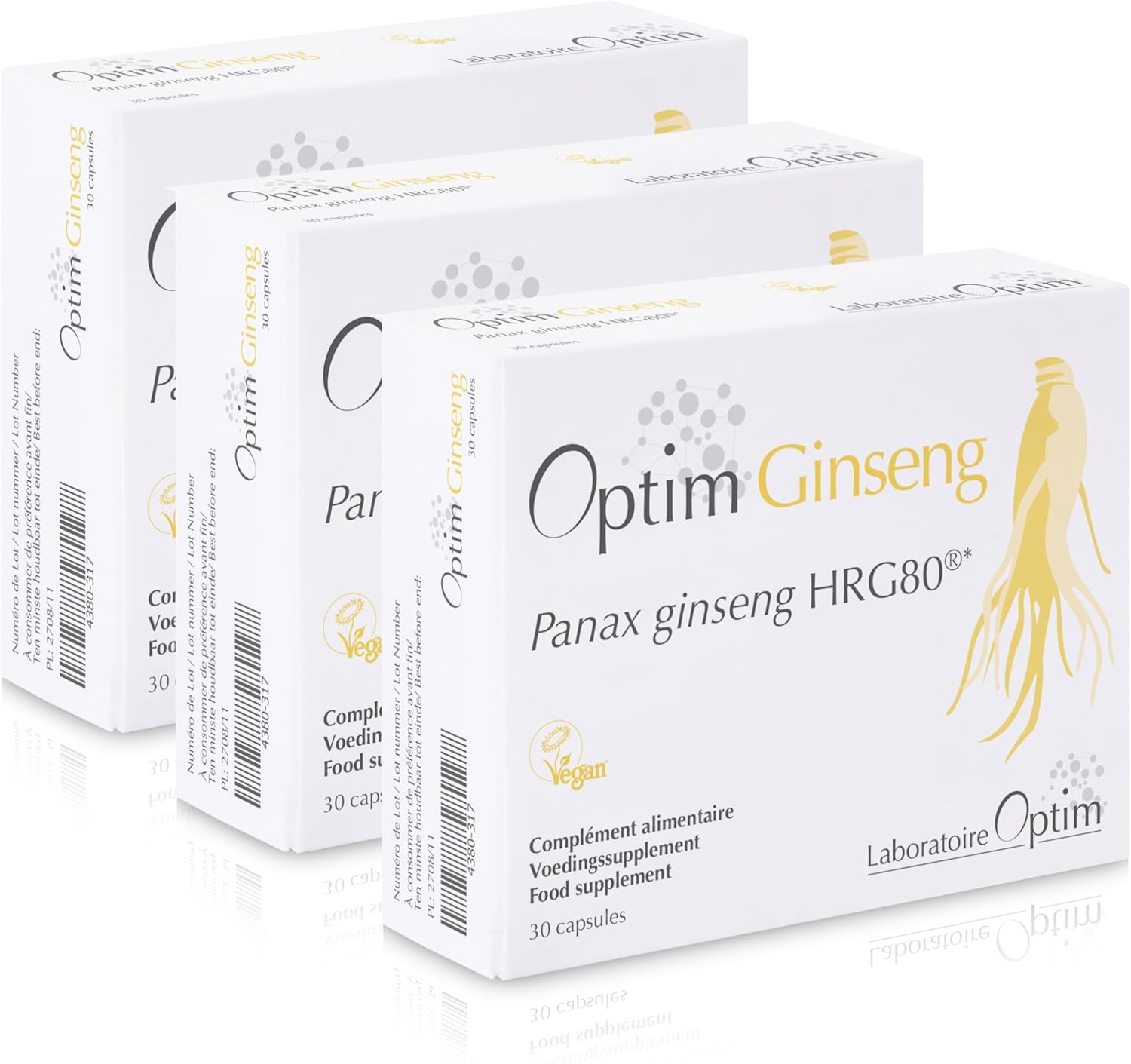 PACK 3 x Natural Ginseng for Men Erection 90 Capsules - 3 Months | Panax Red Korean Ginseng Supplement Belgium Grown Extra Strong in Powerful Ginsenosides | Optim Ginseng - Image 2