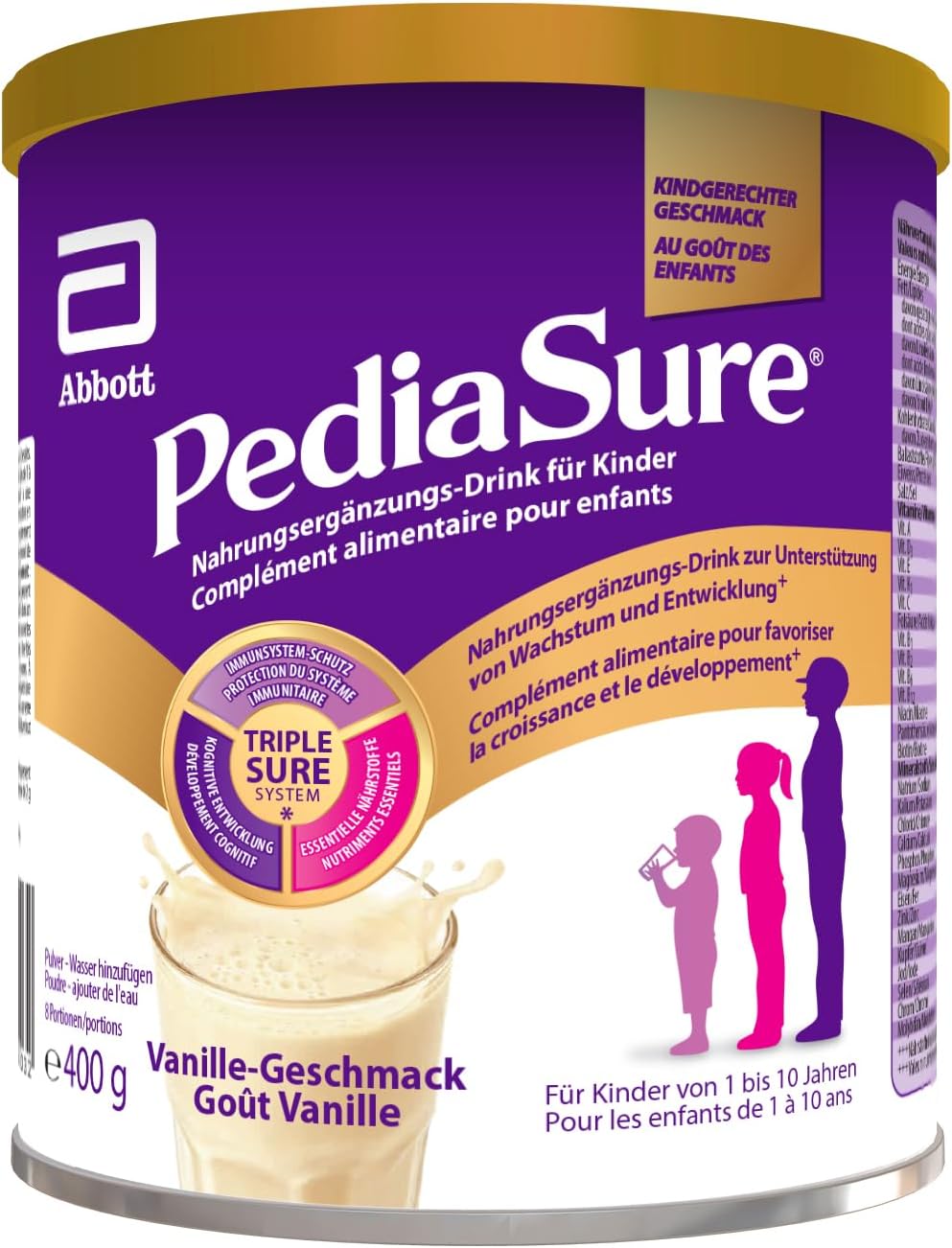 PediaSure Vanilla Shake - Food Supplement for Children - Shake with Multivitamins and Minerals, Proteins and Omega 3 and 6 - Ages 1 Year + - 1 x 400 g - Image 2