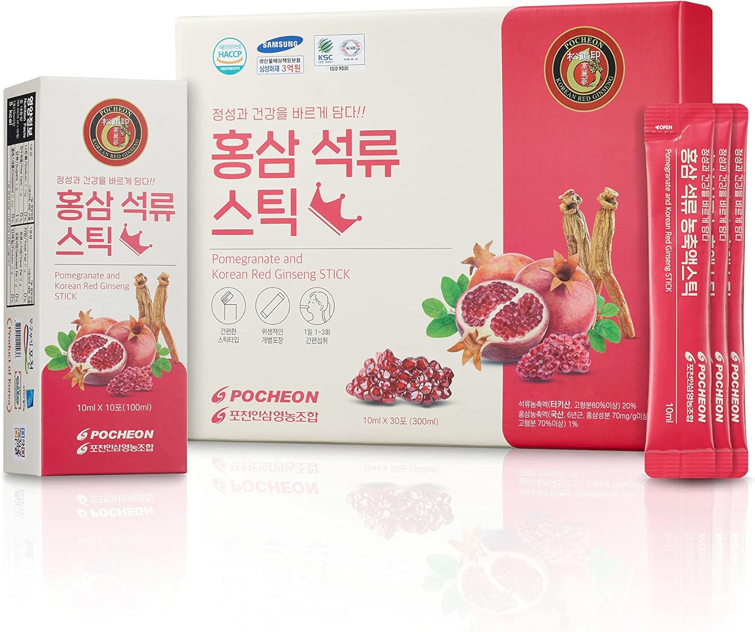 Pocheon Korean Red Ginseng and Pomegranate Extract Stick 300ml (10ml x 30) Korean Panax Natural Immune Support No Sugar Added - Image 2