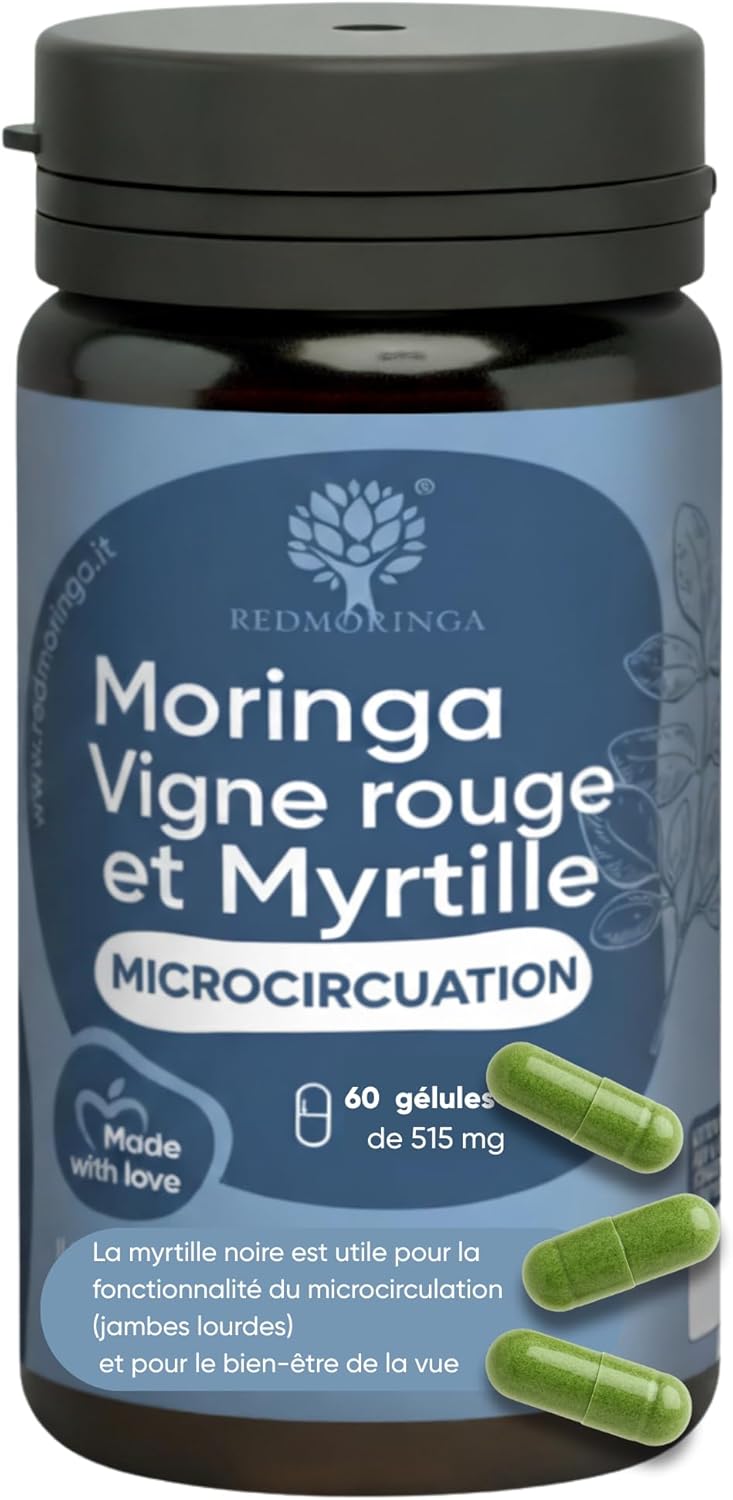 RedMoringa - Anti Heavy Legs & Blood Circulation Supplement - with Moringa and Black Blueberry - Light Legs, Natural Drainage - 100% Natural - 60 Vegetable Capsules - Image 2