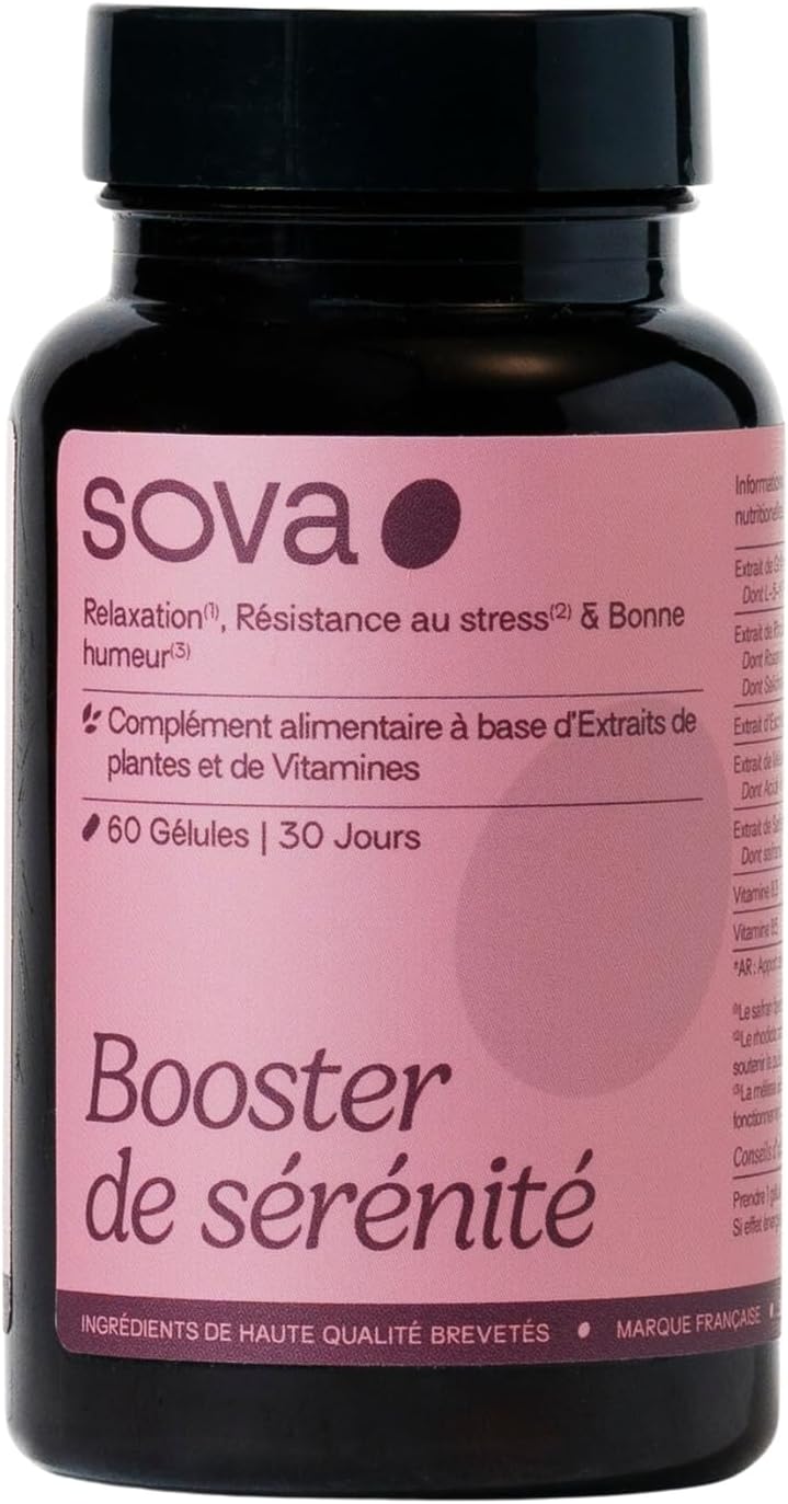 SOVA - Serenity Booster - Good Mood & Inner Balance - Saffron, Rhodiola Rosea, Griffonia and Vitamins B3 B5 - Mental Energy - 60 capsules - Made in France - Image 2