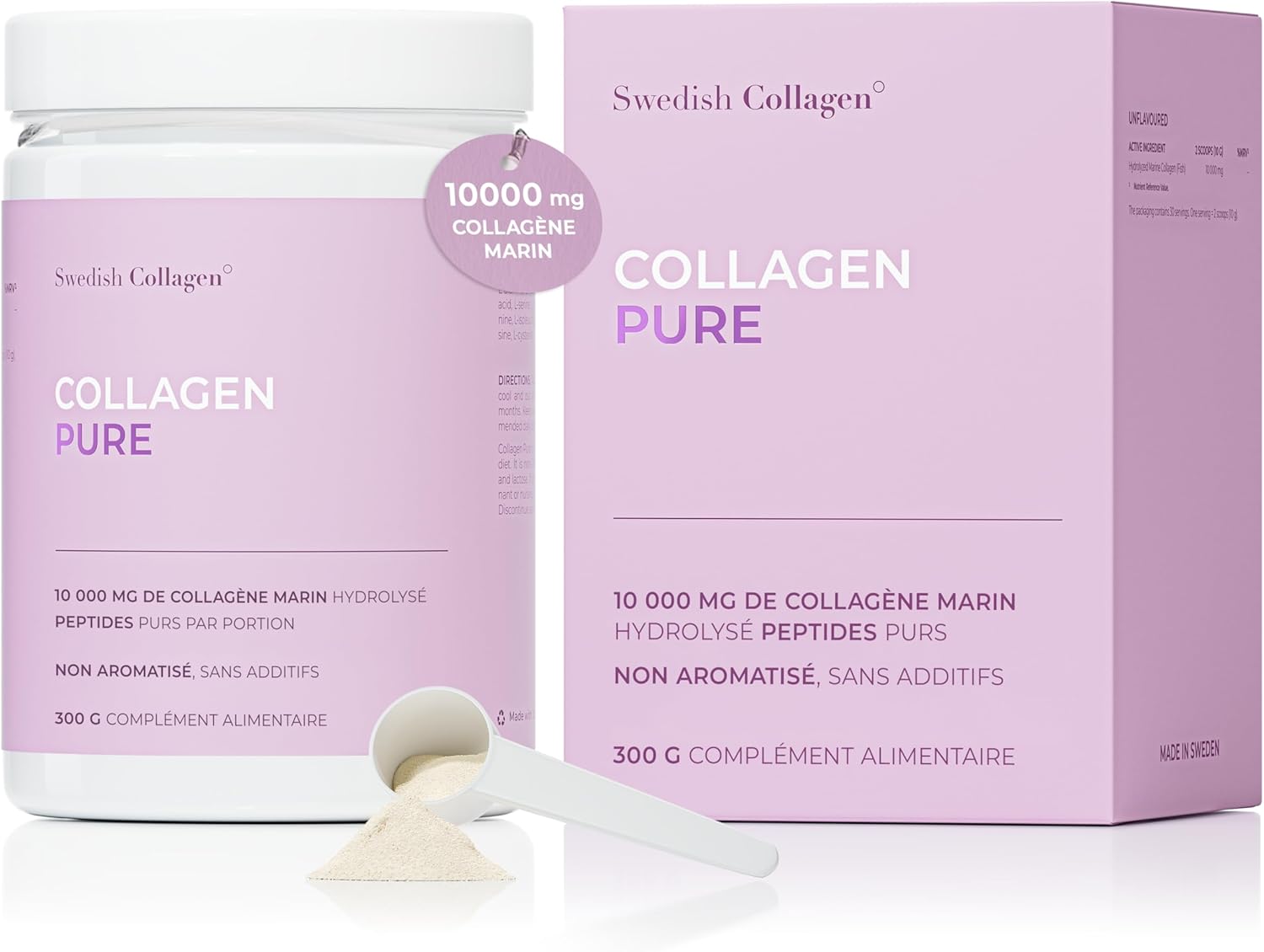 Swedish Collagen Pure 10000mg Marine Collagen Powder 300g 30 Days Types 1 & 3 Peptides Hair Skin Nails Joints Sugar Free for Men and Women - Image 2