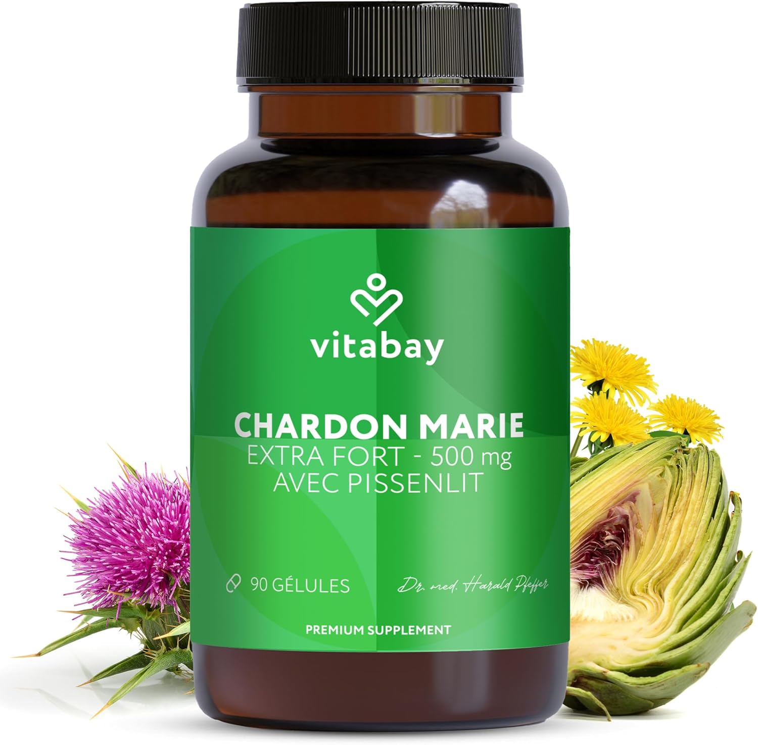 Vitabay Milk Thistle 250 mg - 90 Capsules with Dandelion (50 mg), Artichoke (200 mg) and Silymarin (200 mg) - Vegan and High Dosage - Laboratory Verified Milk Thistle Extract - Image 2