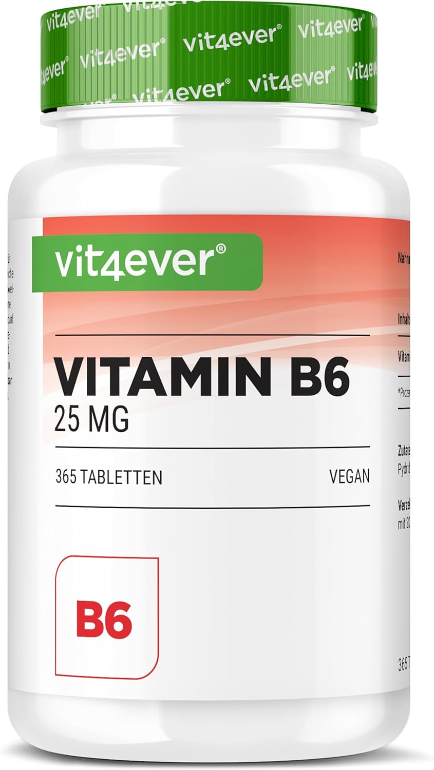 Vitamin B6 P-5-P - 365 Tablets - Hchdosed to 25 mg (Pyridoxal-5-phosphate) - Premium: Vitamin B6 Bioactive - No Additives - Vegan - Image 2