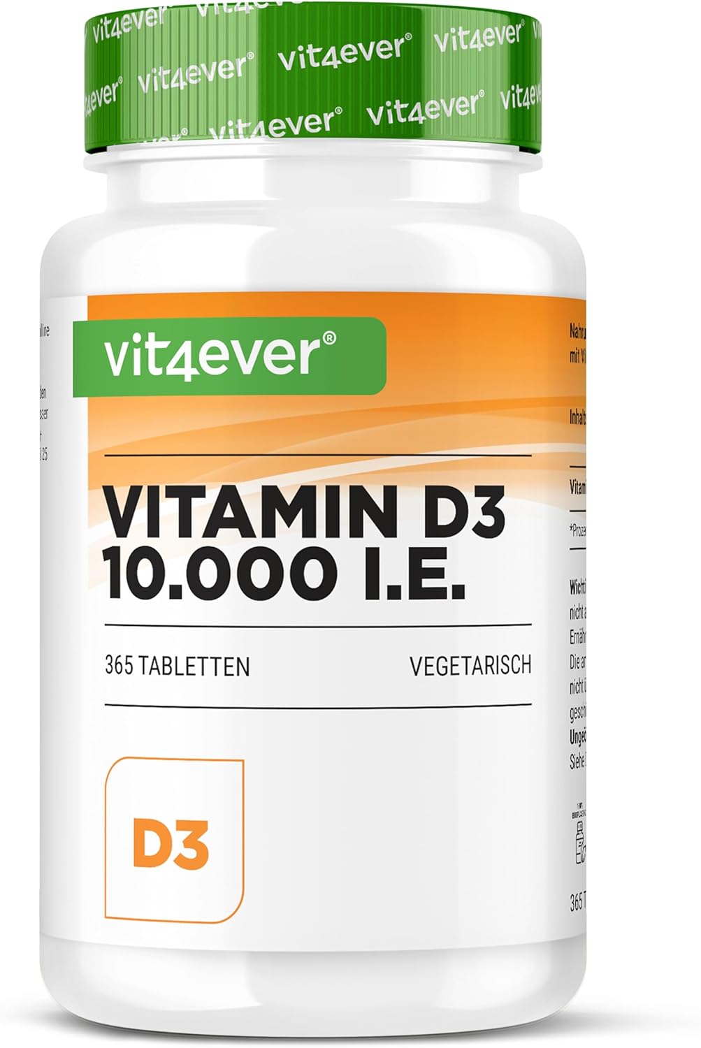 Vitamin D3 10.000 I.E. Depot - 365 Tablets - High Dose - Vegetarian - High Purity - 10 Daily Dose 1000 I.E. per Day - Image 2
