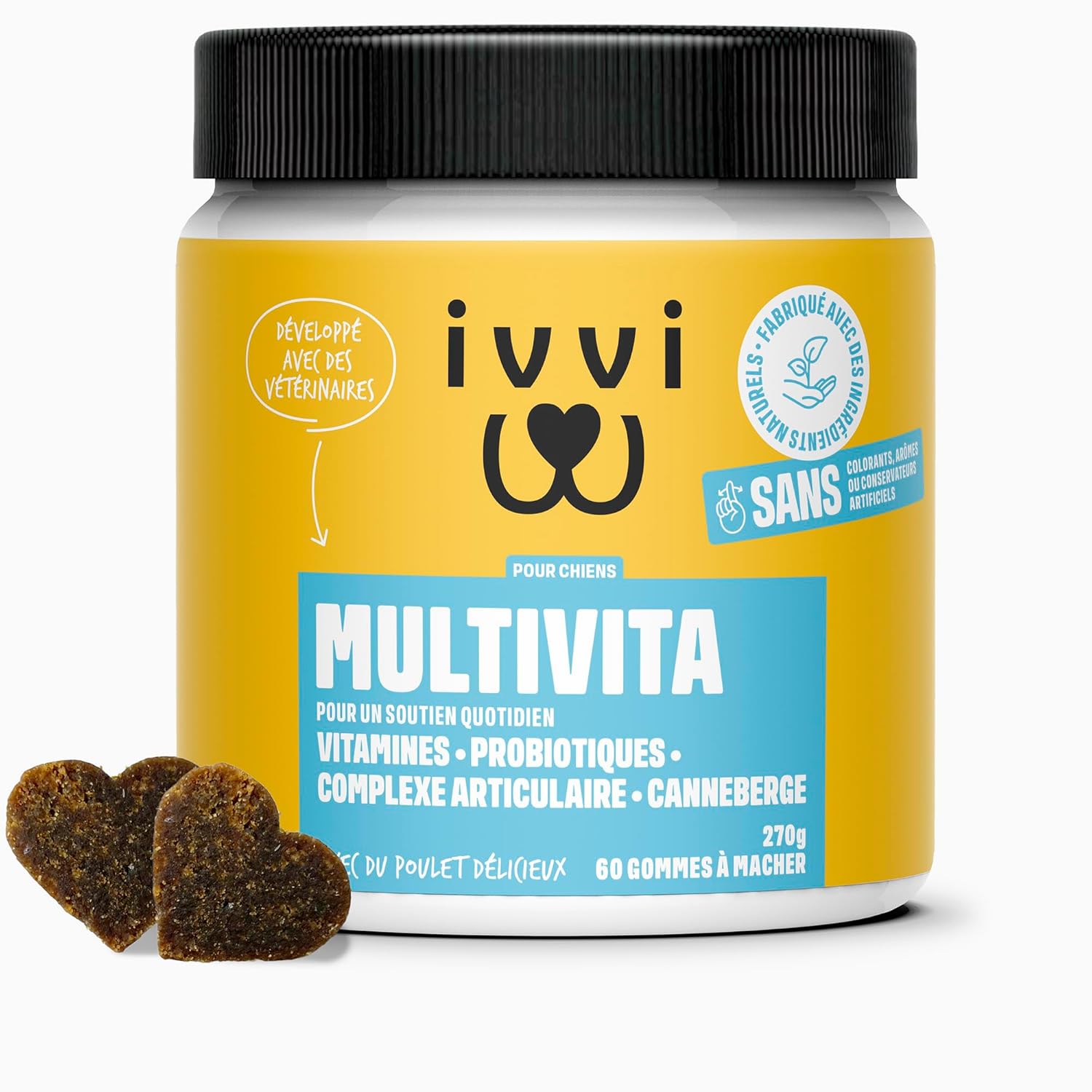 ivvi Multivitamins - Dog Food Supplement - Complete Care for a Happy Dog Life - 60 Delicious Chicken Treats (270g) - Image 2