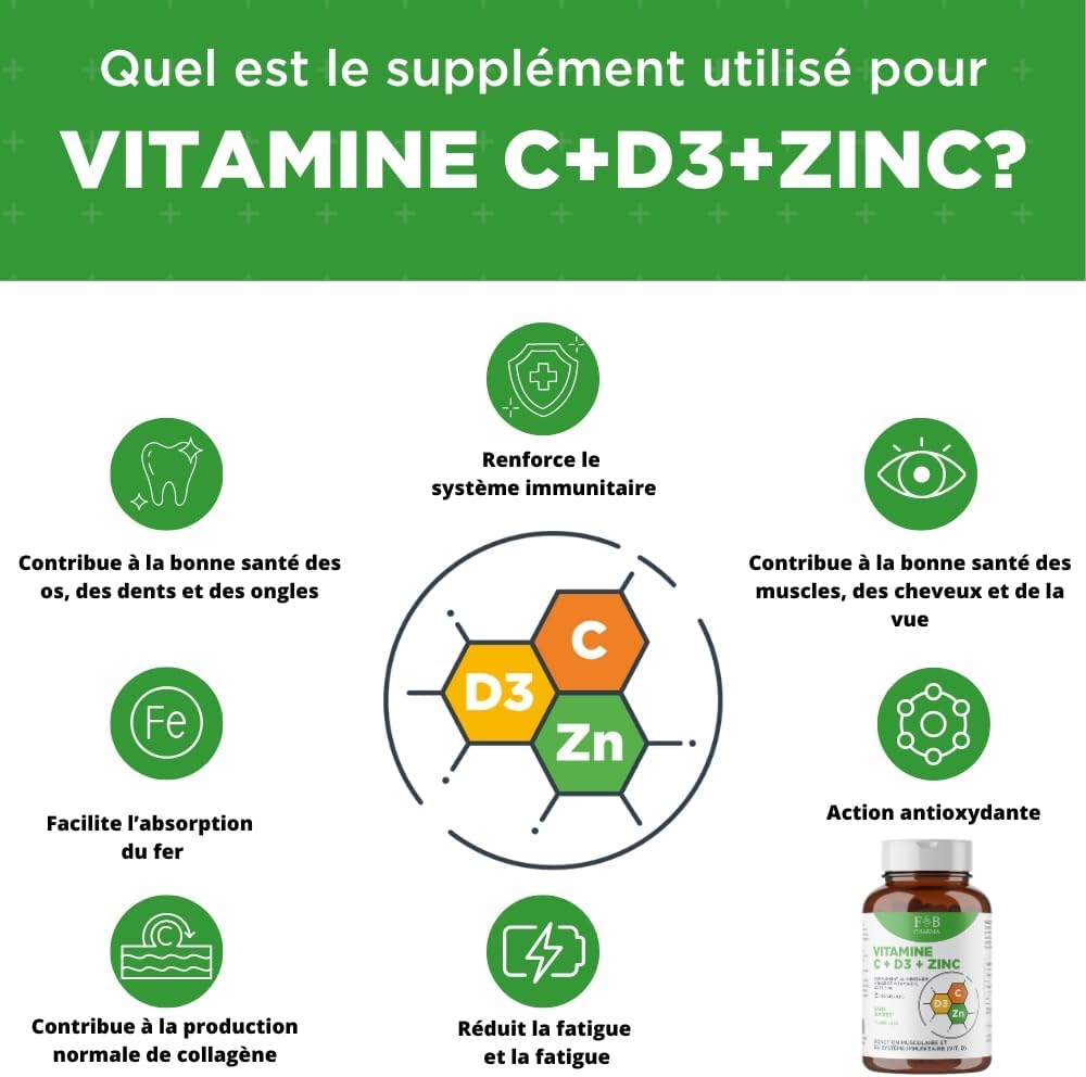 FB Pharma - Vitamin C & D & Zinc Supplement - 180 Vitamin C Capsules - Vitamin D - High Dose Zinc, Multivitamins & Complete Mineral Capsules - Image 3