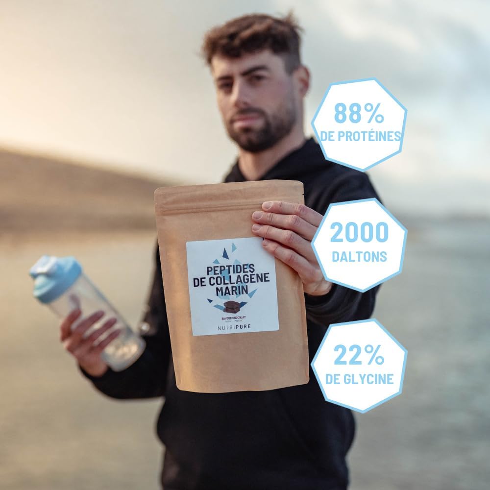 Nutripure | Wild Marine Collagen Powder | Joint Supplement, Hair & Nail Care, Skin | Hydrolized Marine Collagen | Chocolate | Bag of 310g | 1 Month | Made in France - Image 7
