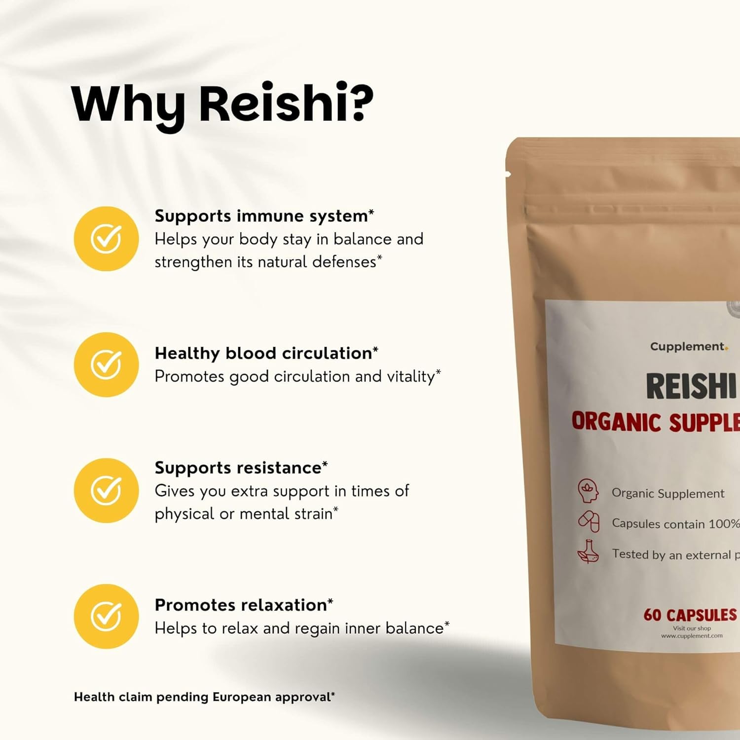 Reishi Capsules 60 units – Organic – 500 mg per capsule – No powder or extract – Mushroom - Image 7