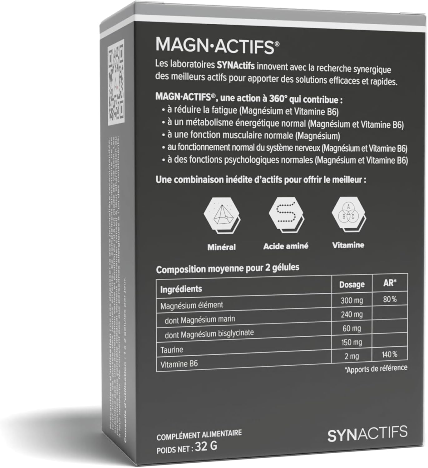 ARAGAN - Synactif Pack of 2 Magnactives - Food Supplement Fatigue, Nervous Balance, Stress - Magnesium, Taurine, Vitamin B - 120 capsules - 2 to 3 months taken - Made in France - Image 3