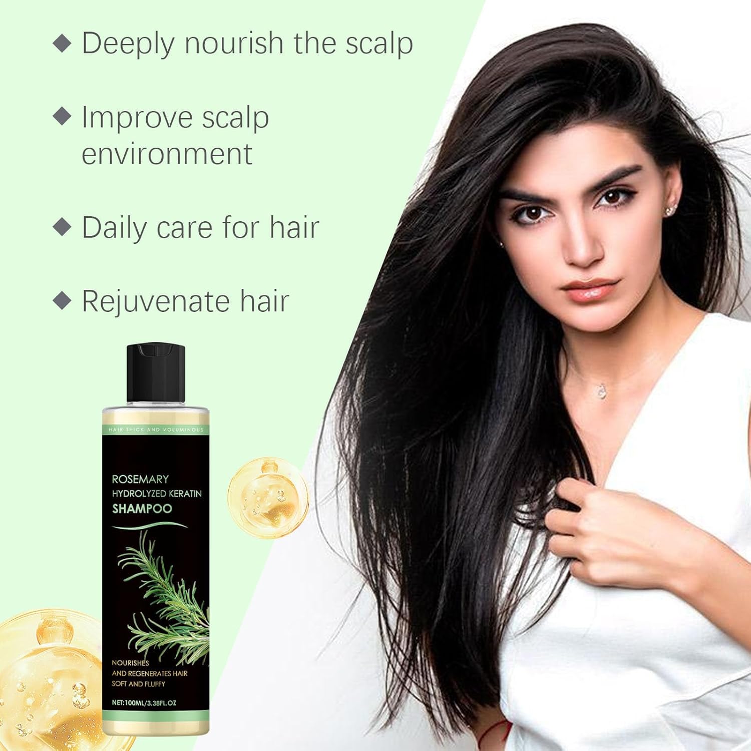 Organic Rosemary Shampoo, Hydrolyzed Keratin Shampoo with Rosemary, Organic Rosemary Shampoo for Thinning Hair for Women and Men, Nourishes and Strengthens Hair (1pc) - Image 4