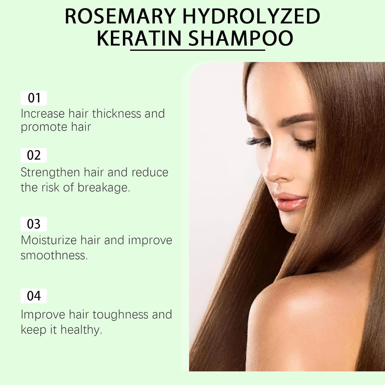 Organic Rosemary Shampoo, Hydrolyzed Keratin Shampoo with Rosemary, Organic Rosemary Shampoo for Thinning Hair for Women and Men, Nourishes and Strengthens Hair (1pc) - Image 5