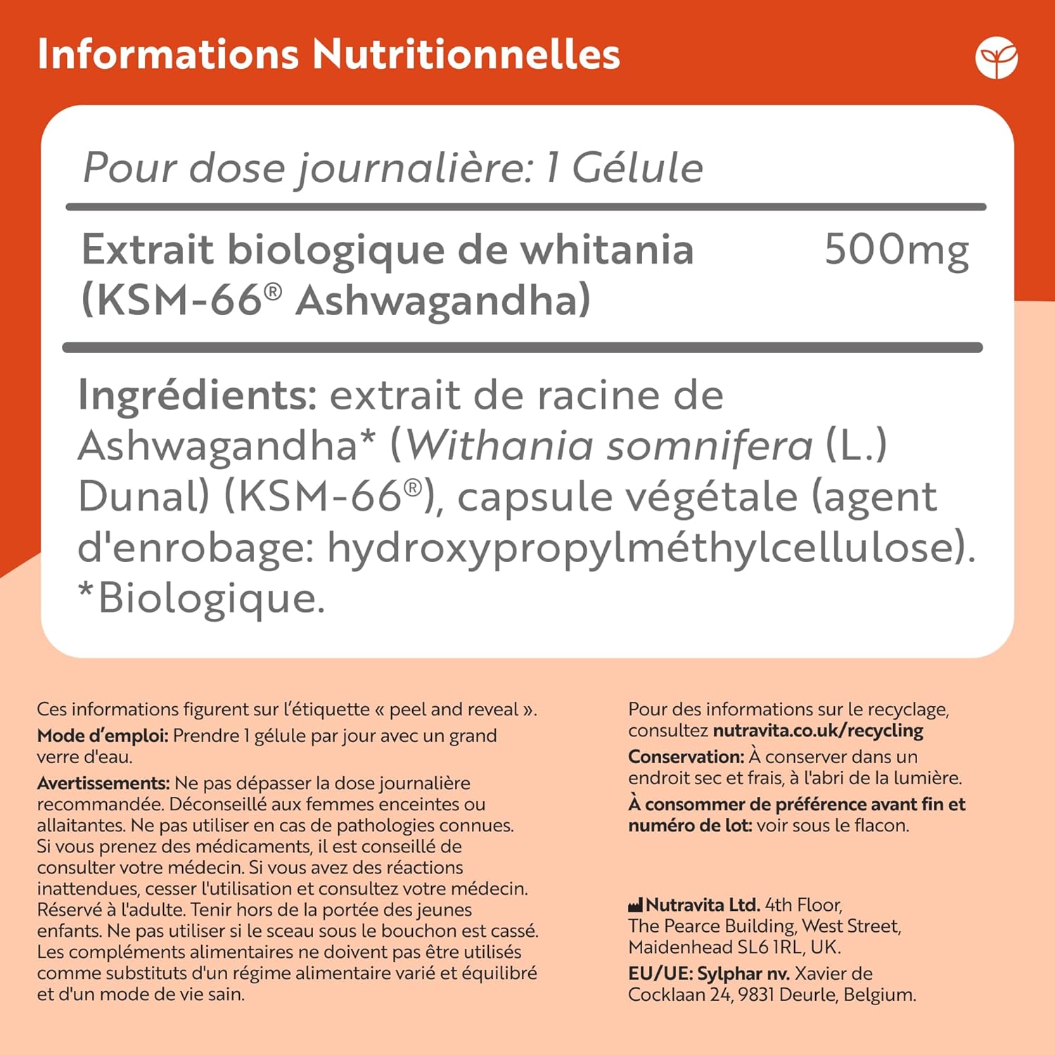 Nutravita Ashwagandha Bio KSM-66® 500mg - 60 Vegan Capsules - Full Spectrum Root Extract - High Quality - Naturally Present Withanolides - Certified Organic Ashwagandha Supplement - Image 6