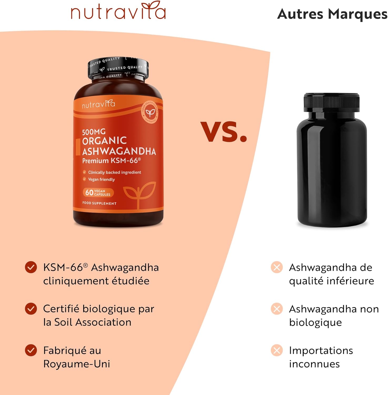 Nutravita Ashwagandha Bio KSM-66® 500mg - 60 Vegan Capsules - Full Spectrum Root Extract - High Quality - Naturally Present Withanolides - Certified Organic Ashwagandha Supplement - Image 8