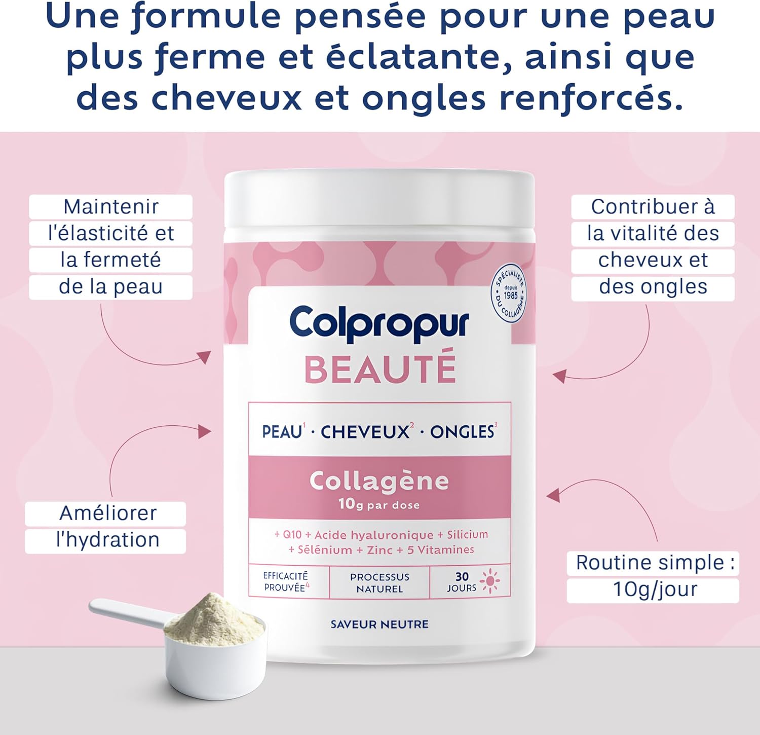 COLLAGENE Special Beauty Powder for Skin, Hair & Nails | 30 Days | Neutral Flavour | Food Supplement | Hydrolyzed Collagen, Hyaluronic Acid, Vitamin C | Non-GMO or Additive | COLPROPUR Beauty - Image 3