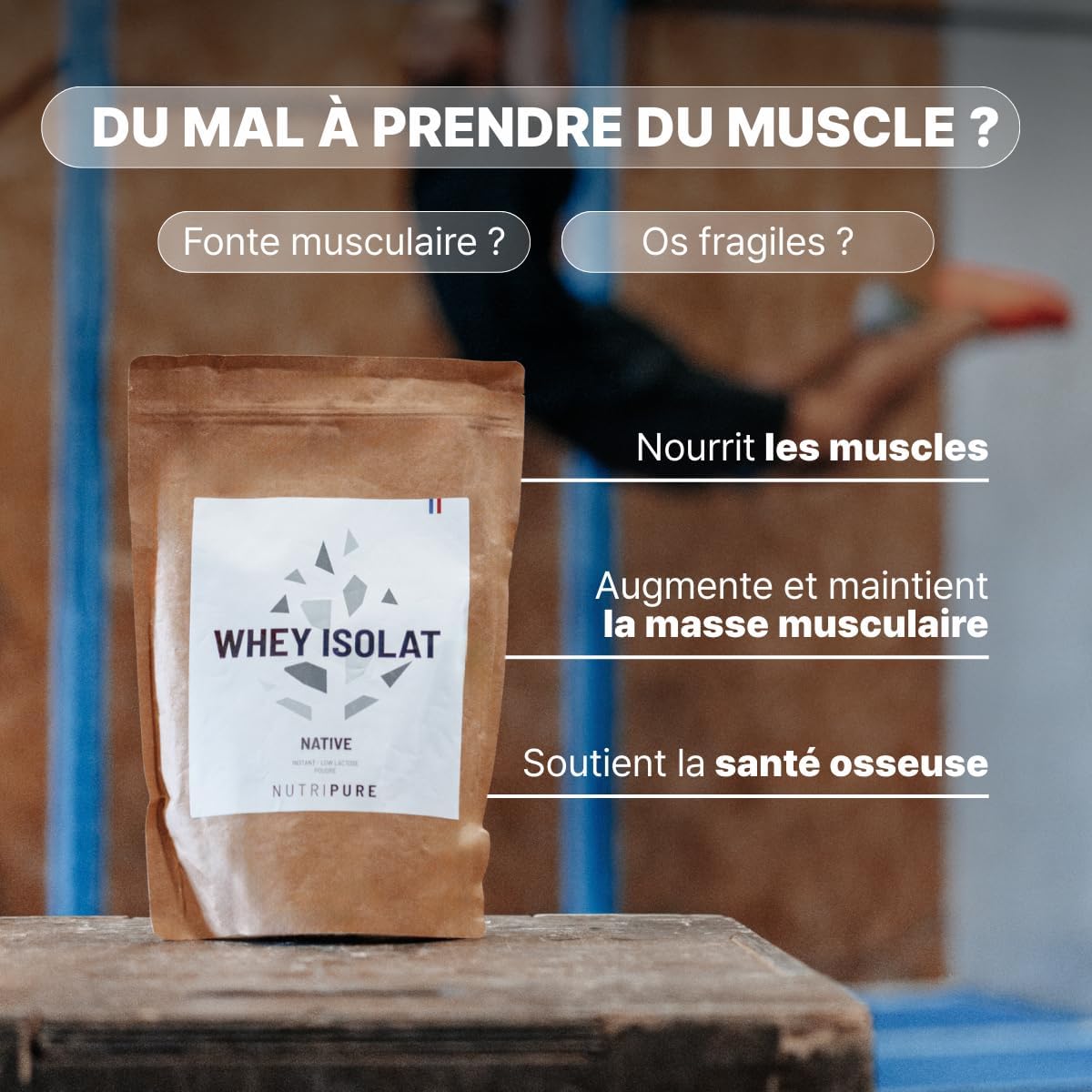 Nutripure | Whey Isolate Native Powder | Milk Protein Food Supplement | Muscle Development & Bodybuilding | 94% Protein, 25% BCAA, 52% EAA | Neutral | 750g | France - Image 3