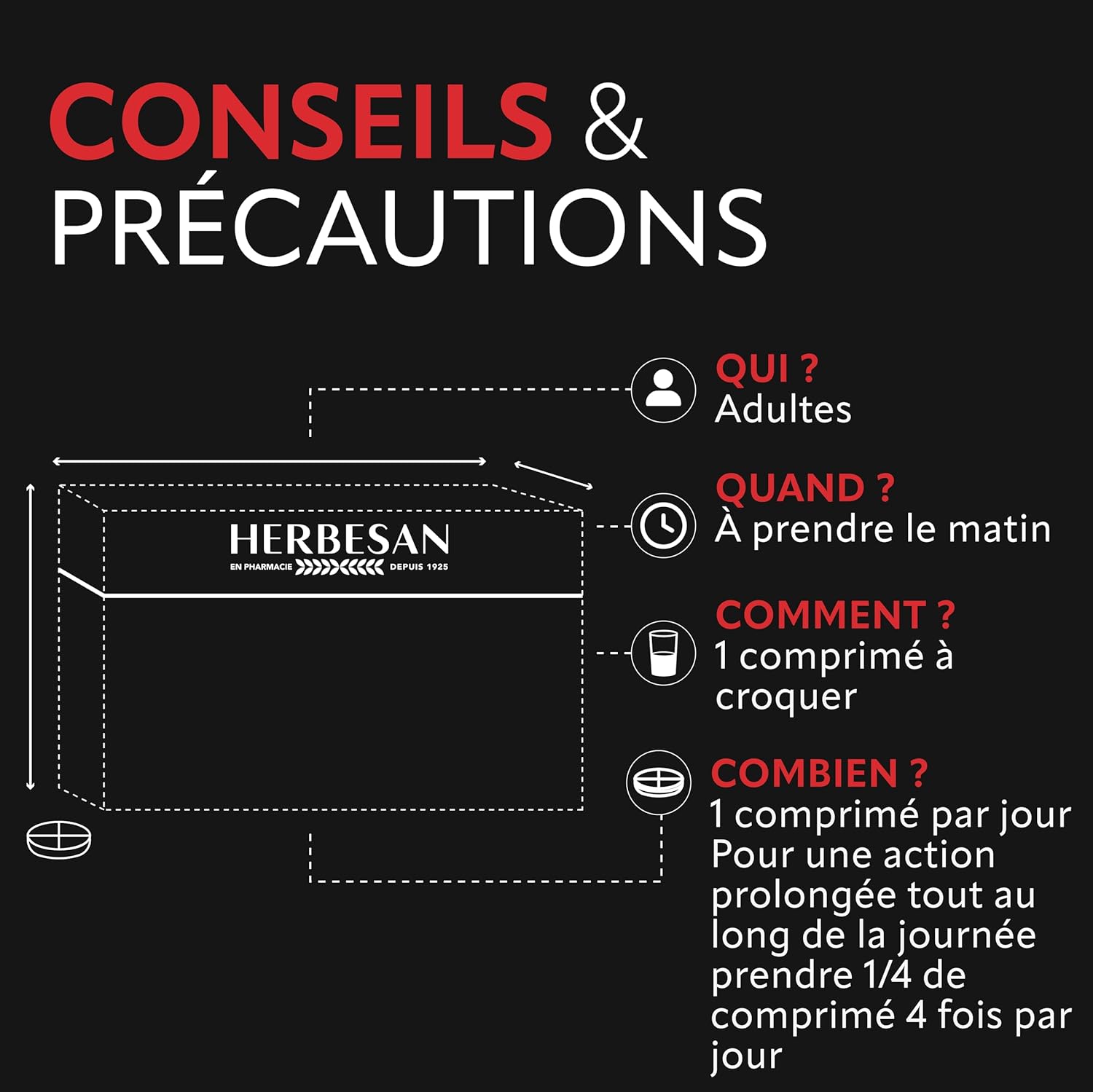 HERBESAN - BOOST COMPLEX - 3 ACTIVES including caffeine - Boost effect - Red fruit taste - Made in France - 30 chewable tablets - Image 4