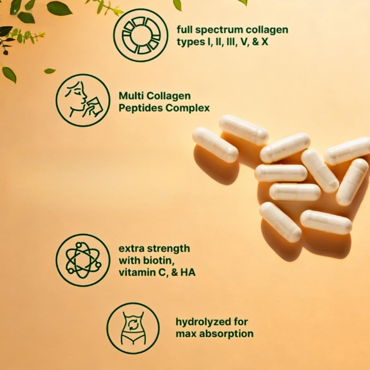 Multi-Collagen Peptides—Type I, Type II, Type V, Type X Hydrolyzed Collagen, Supports Skin, Hair, Nails and Joint Health, Unisex (2 Pcs) - Image 4