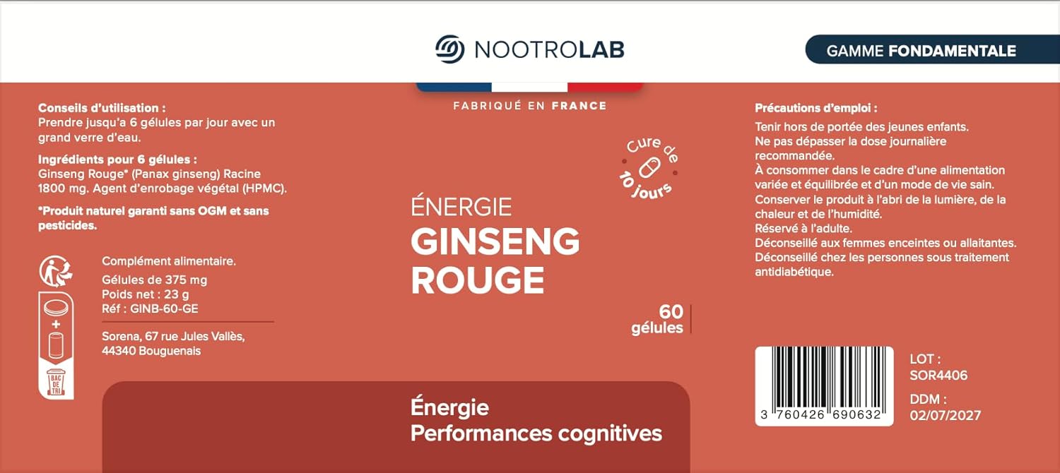 Red Ginseng – Vitality, Energy & Endurance – Adaptogenic Plant – Panax Ginseng Root - 60 Vegetable Capsules – Nootrolab - Image 7