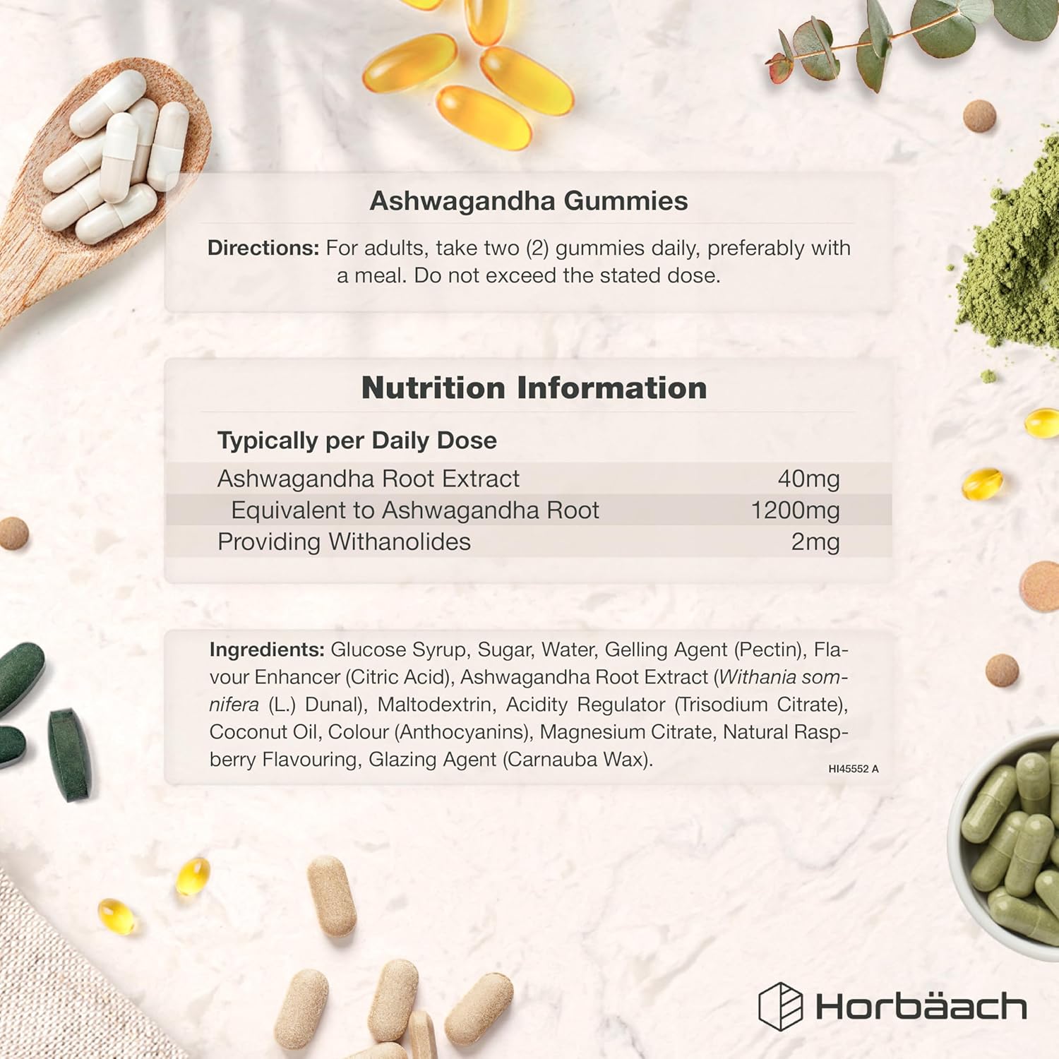 Ashwagandha Gummies 1200mg | 120 Vegan Raspberry Flavor Gummies | for 2 Months | Ashwagandha Withania Somnifera Extract | by Horbaach - Image 4