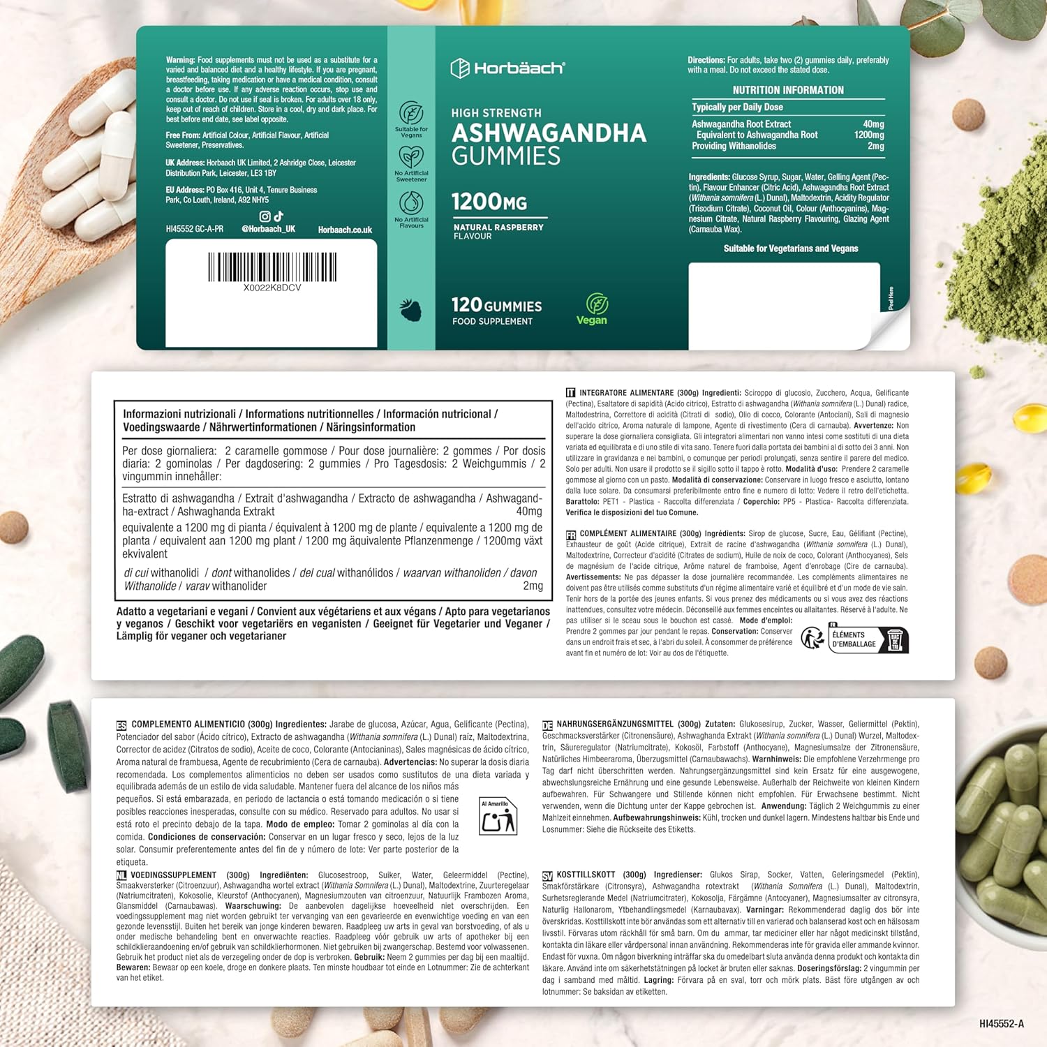 Ashwagandha Gummies 1200mg | 120 Vegan Raspberry Flavor Gummies | for 2 Months | Ashwagandha Withania Somnifera Extract | by Horbaach - Image 5