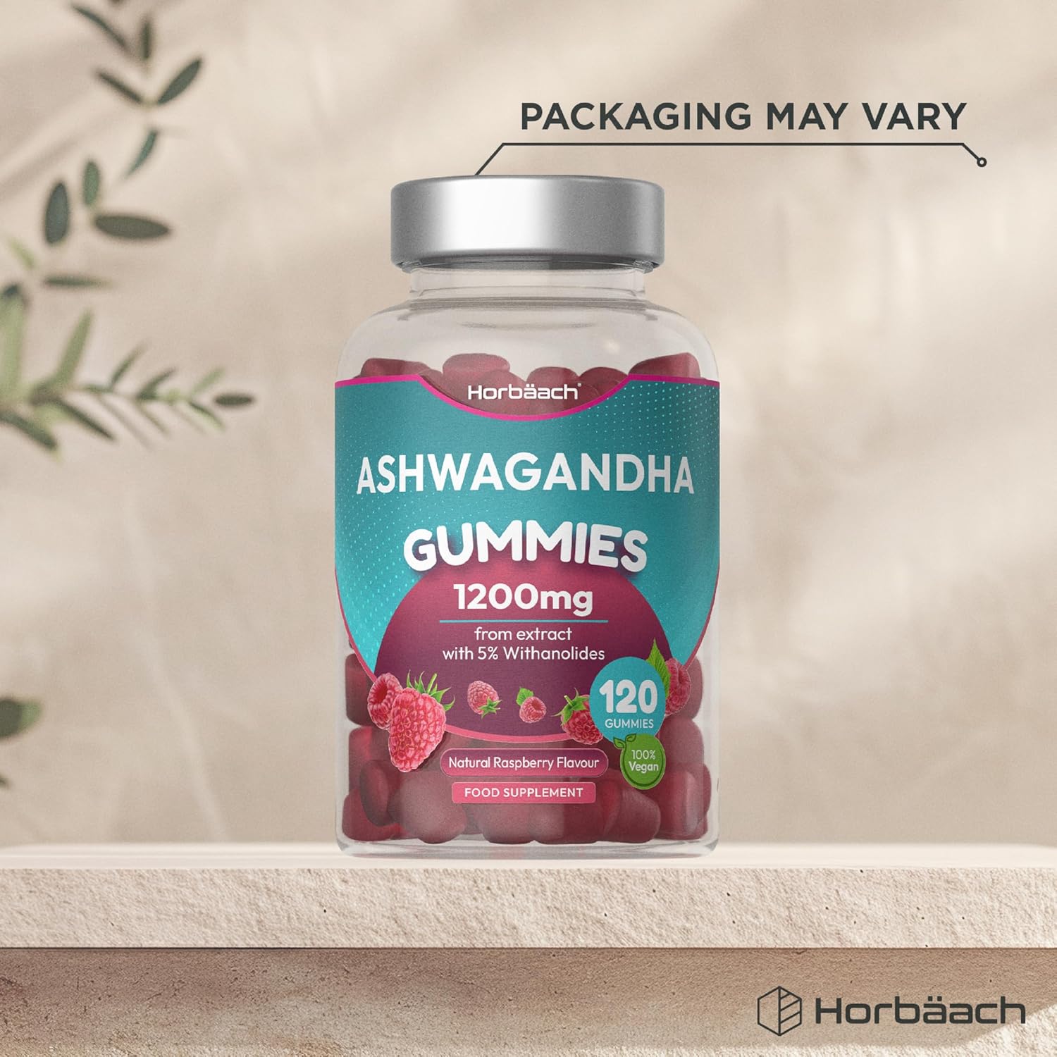 Ashwagandha Gummies 1200mg | 120 Vegan Raspberry Flavor Gummies | for 2 Months | Ashwagandha Withania Somnifera Extract | by Horbaach - Image 6