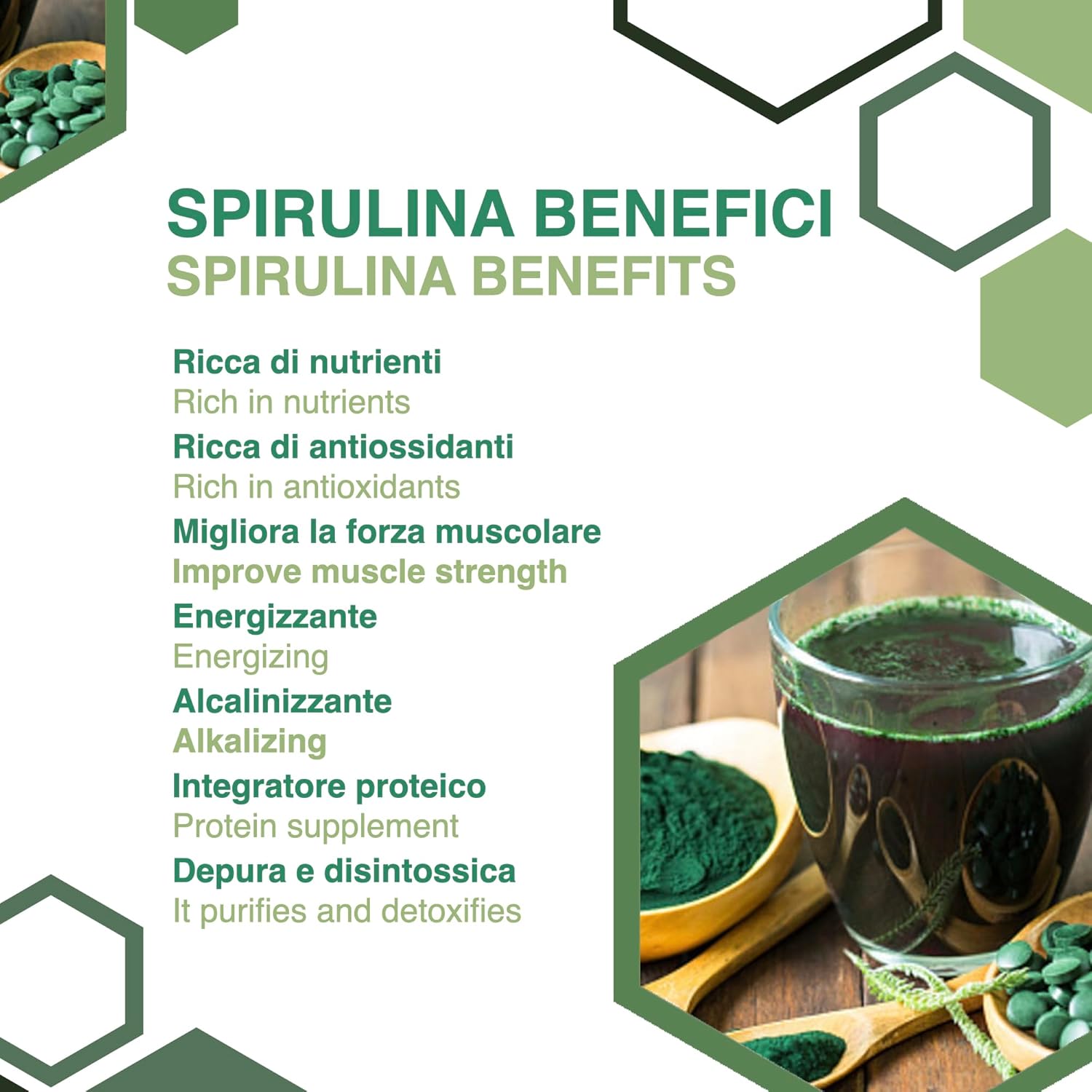 ERBOTECH Organic Spirulina Powder, 100 g Bag, Rich in Protein, Calcium and Vitamins, Rich in Nutrients, Organic Support, Vegan, Made in Italy - Image 5