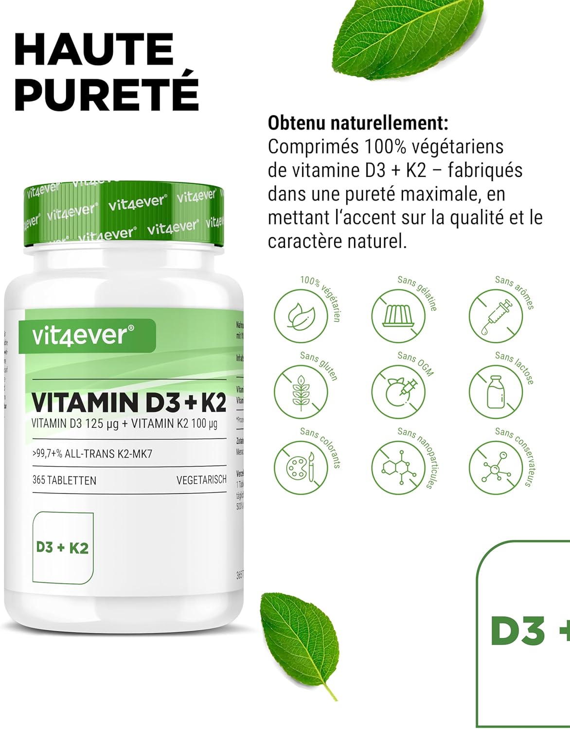 Vitamin D3 + K2 Depot - 365 Tablets - Premium Raw Material 99.7+% All-Trans (K2VITAL from Kappa) - With 5000 IU of Vitamin D3 per tablet - High dosed - Image 5