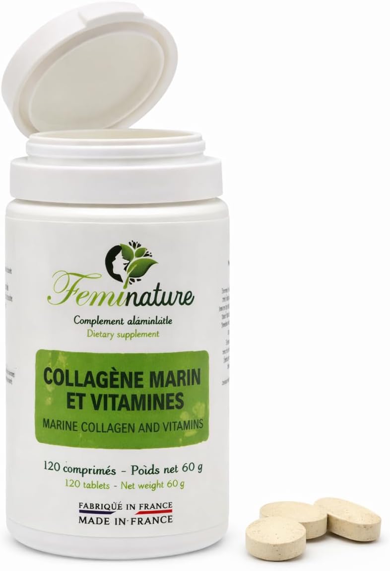 COLLAGENE MARIN - Type 1 & 2 - Vitamins C & E - Skin hydration - Protects bones and joints - 1000 mg - 120 tablets - Made in France - Image 9