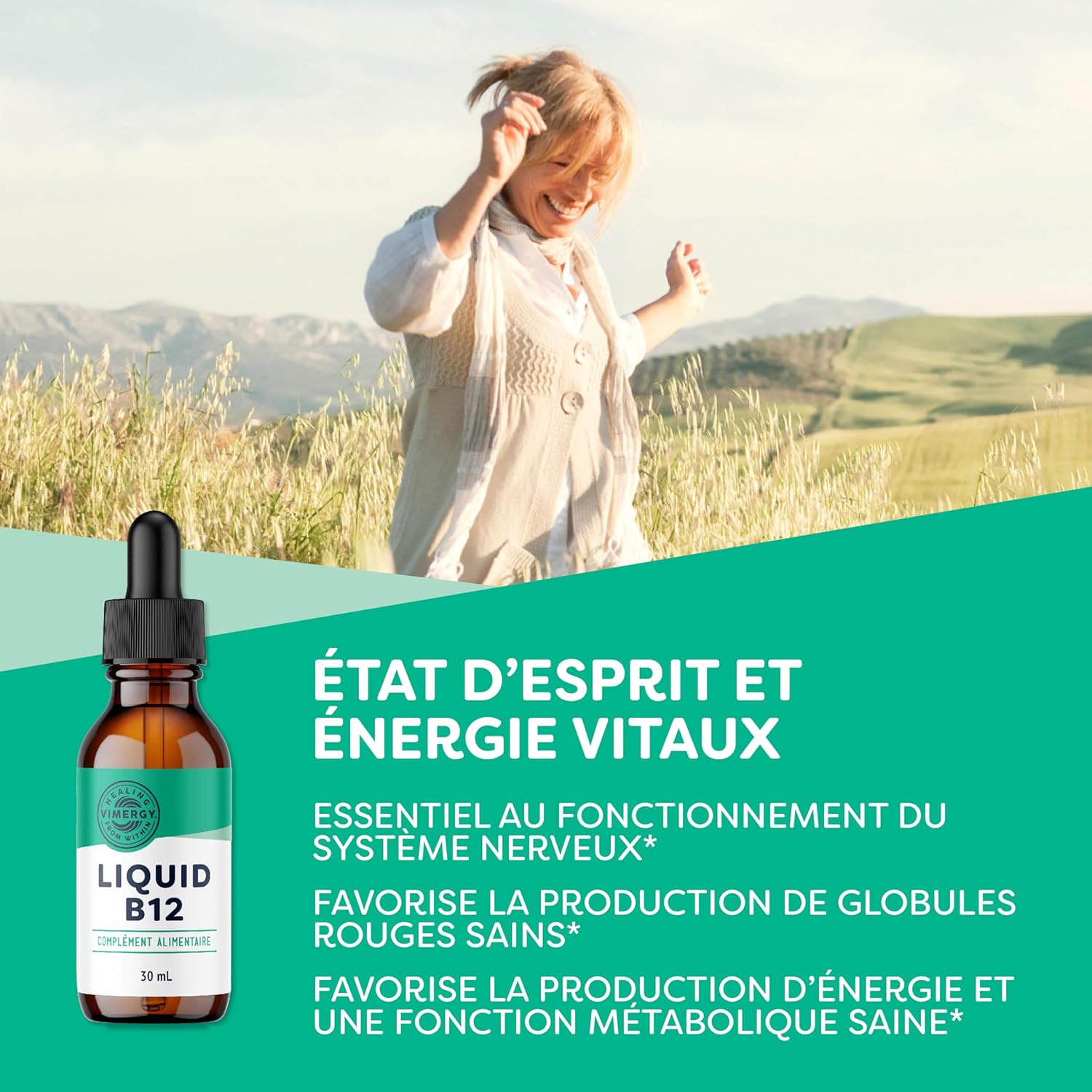 Vimergy Vitamin B 12 Liquid - 30 ml - Vitamin B12 Liquid Vegan - Supports the Brain Nervous System - Naturally Sweet Flavor - No Refined Sugar, Gluten or GMO, Keto and Paleo-Friendly - Image 3