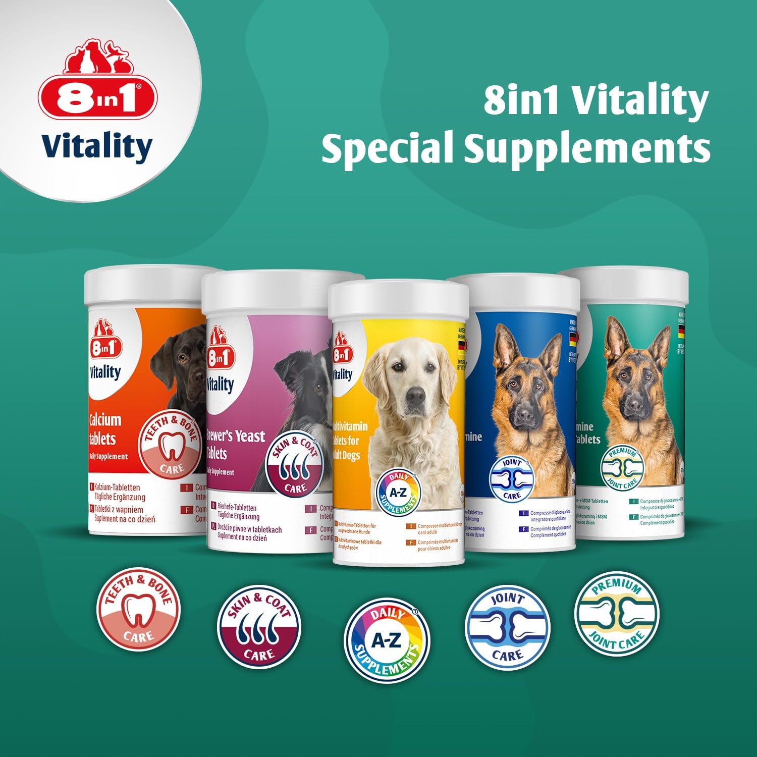8in1 Glucosamine Tablets with MSM – Food Supplement for Adult and Senior Dogs, 1 Box (55 Tablets) - Image 8