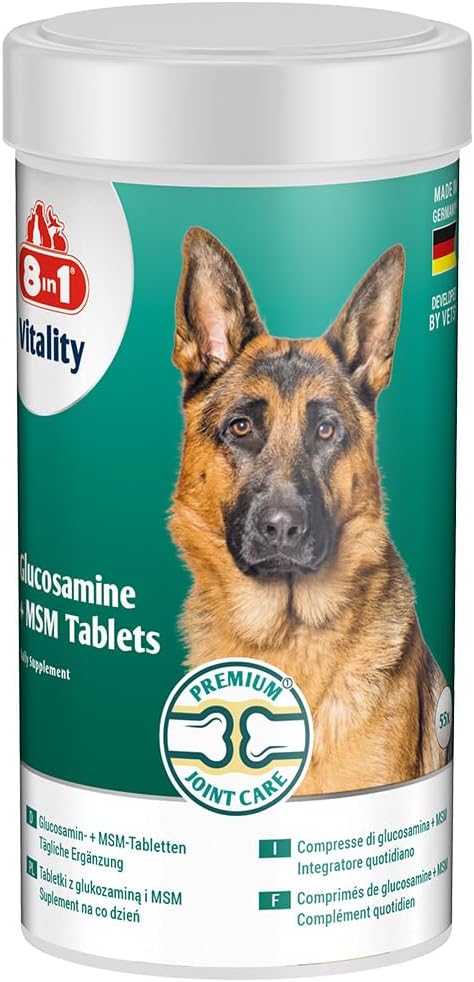 8in1 Glucosamine Tablets with MSM – Food Supplement for Adult and Senior Dogs, 1 Box (55 Tablets) - Image 9